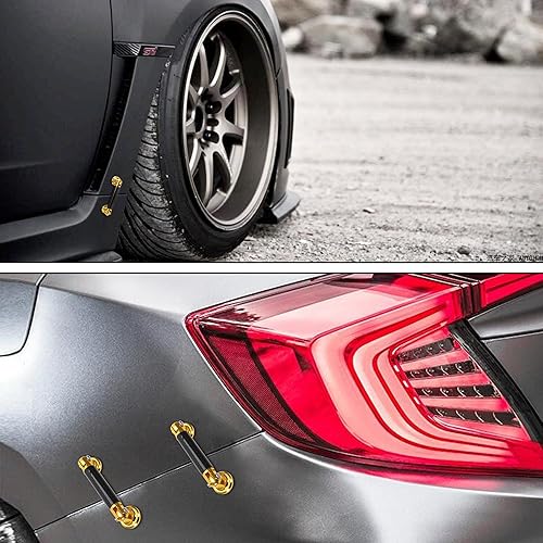 Miniatura 6 de TOMALL 2 piezas de 1.772 in para parachoques delantero y trasero ajustable para automóvil, barra de soporte de puntal de fibra de carbono, oro,