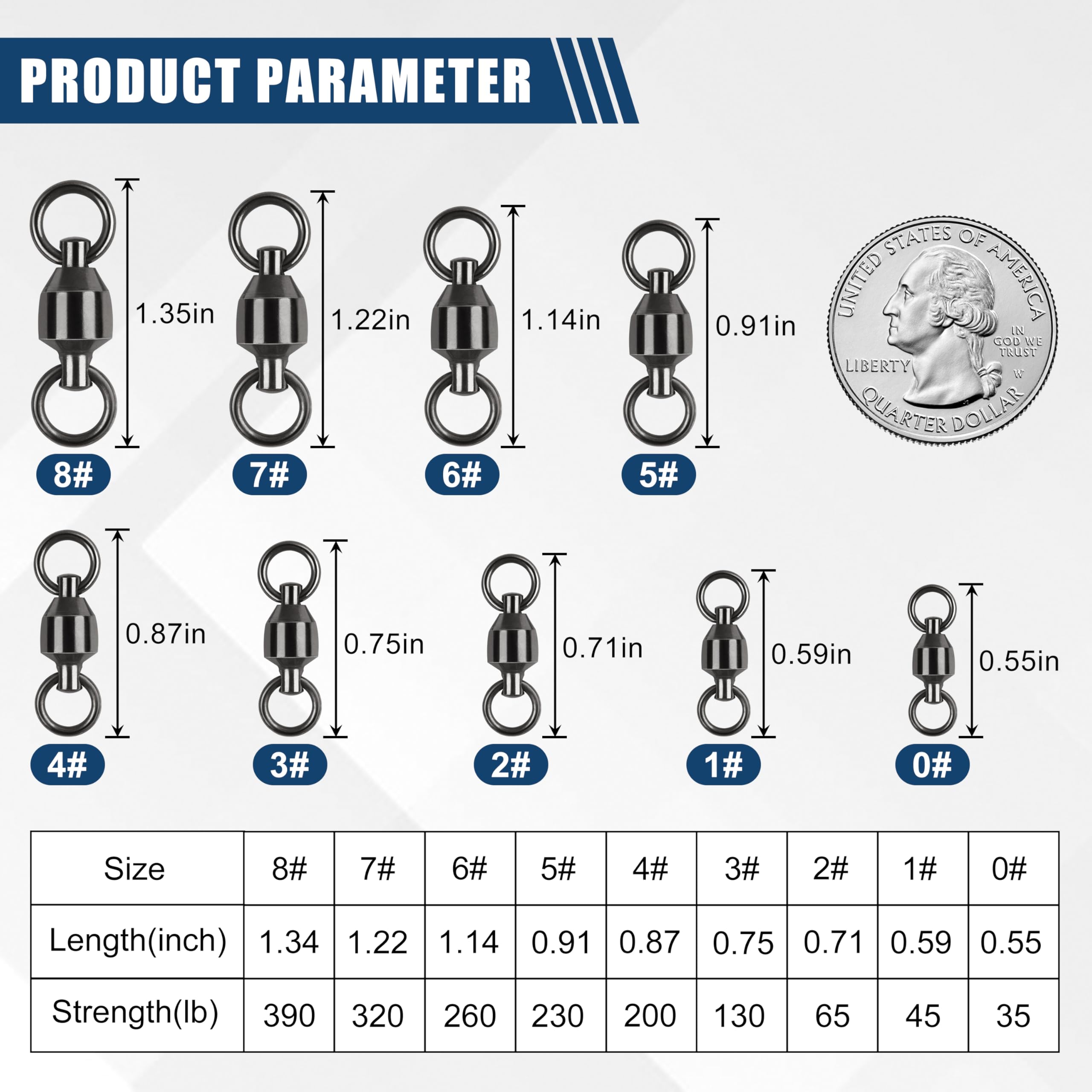 Ball Bearing Fishing Swivels Tackle - Barrel Swivel Connectors, High Strength Stainless Steel Solid Welded Rings for Saltwater Freshwater Lures Leader Lines, 25pcs, Size1 45lbs