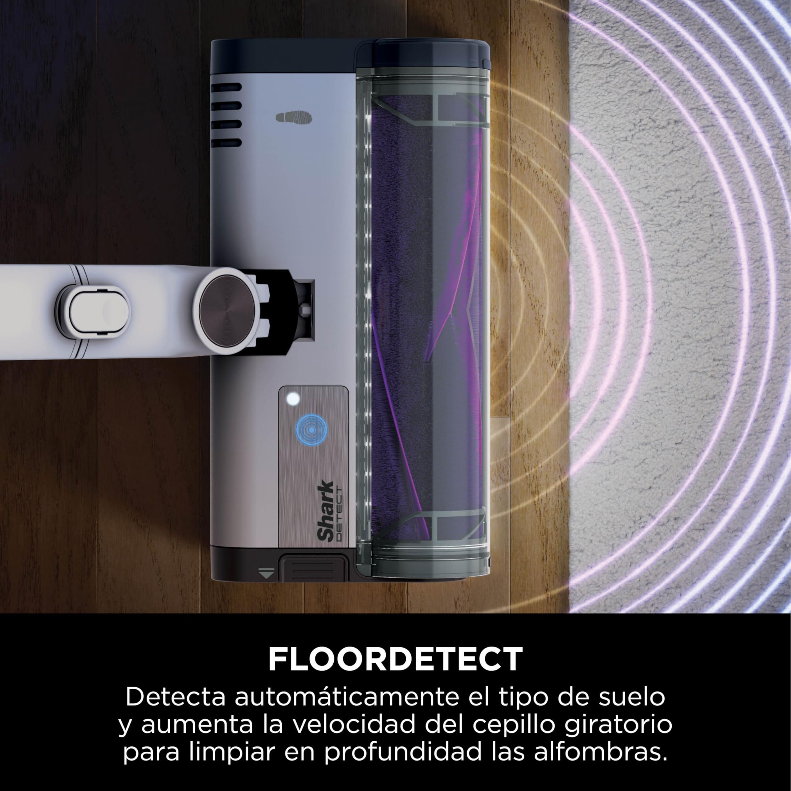 Shark Detect Clean & Empty, Aspiradora sin Cable y sin Bolsa, IW3613EUT | Tecnología Dirt Detect y Base de Autovaciado de 2L, 60 Min. Autonomía, Anti Hair Wrap y Boquilla Estrecha y Cepillo, Blanco