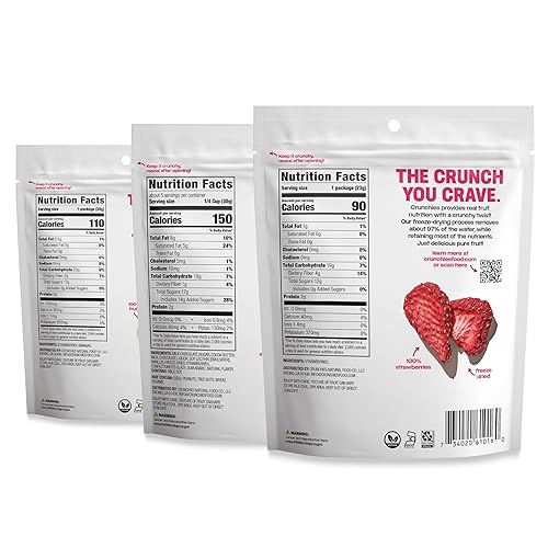 Miniatura 21 de Crunchies Frutas liofilizadas, frutas crujientes 100% naturales, sin OMG y kosher, paquetes de aperitivos de frutas liofilizadas resellables