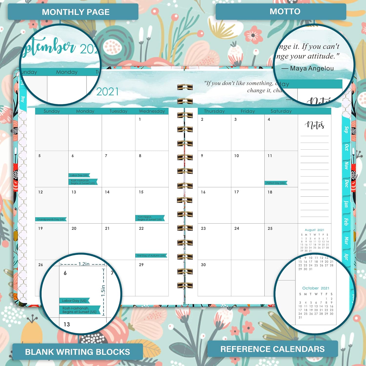 2021-2022 Planner - Academic Planner, July 2021-June 2022, Weekly Monthly Planner, 12 Months Planner with Hard Cover, Elastic Closure, Inner Pocket : Office Products
