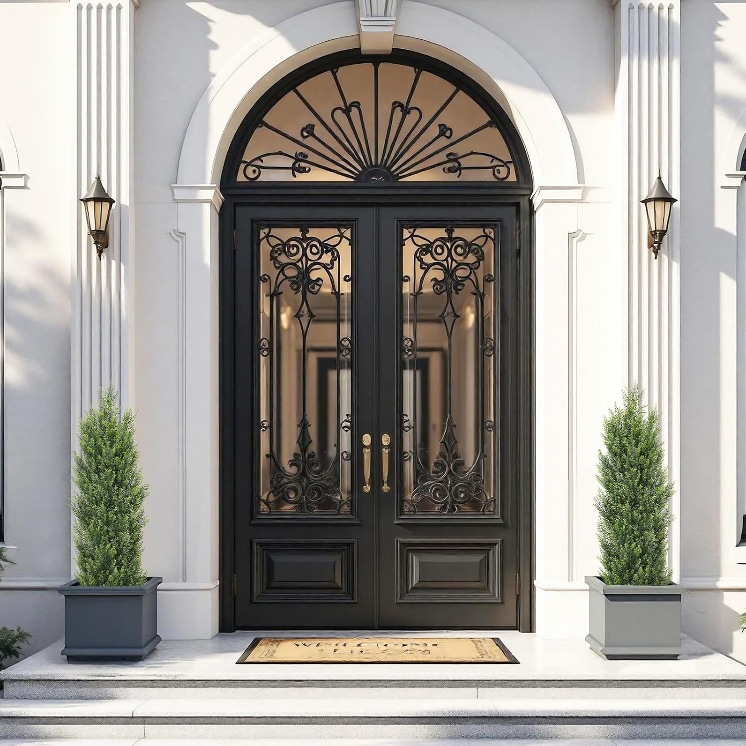 THE BLOOM TIMES Artificial Topiary Cedar Trees Outdoor 4FT Tall 2 Set, Realistic Faux Pine Cypress Shrubs Bushes, UV Resistant Large Fake Evergreen Plants for Front Porch Outside Planter Decor 4 Foot - Image 2