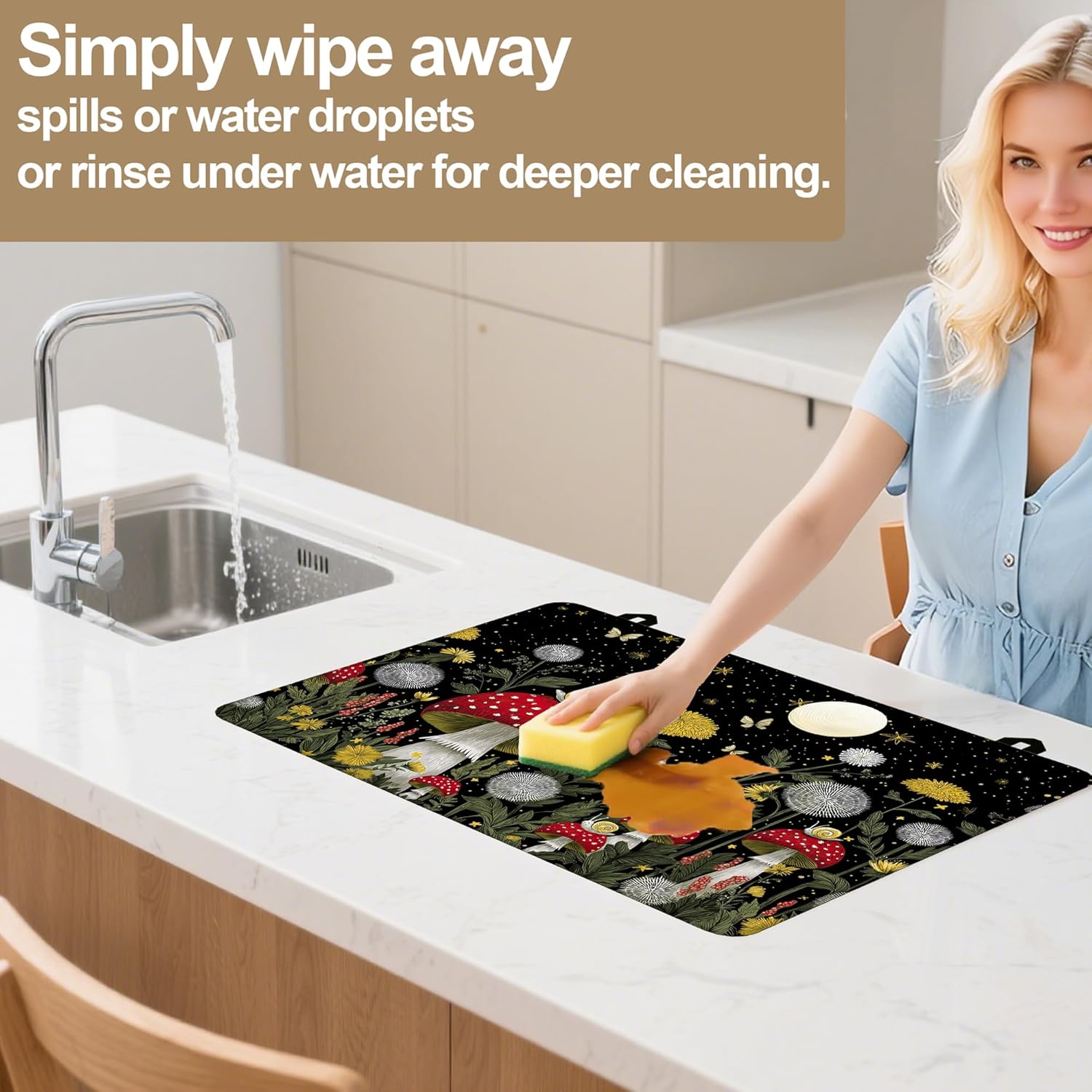 Mushroom Forest Plant Electric Stove Top Cover Protector,Butterfly Moon Heat Resistant Glass Top Stove Oven Induction Cooktop Mat with Rubber for Kitchen Top Covers 28 "x 20 "