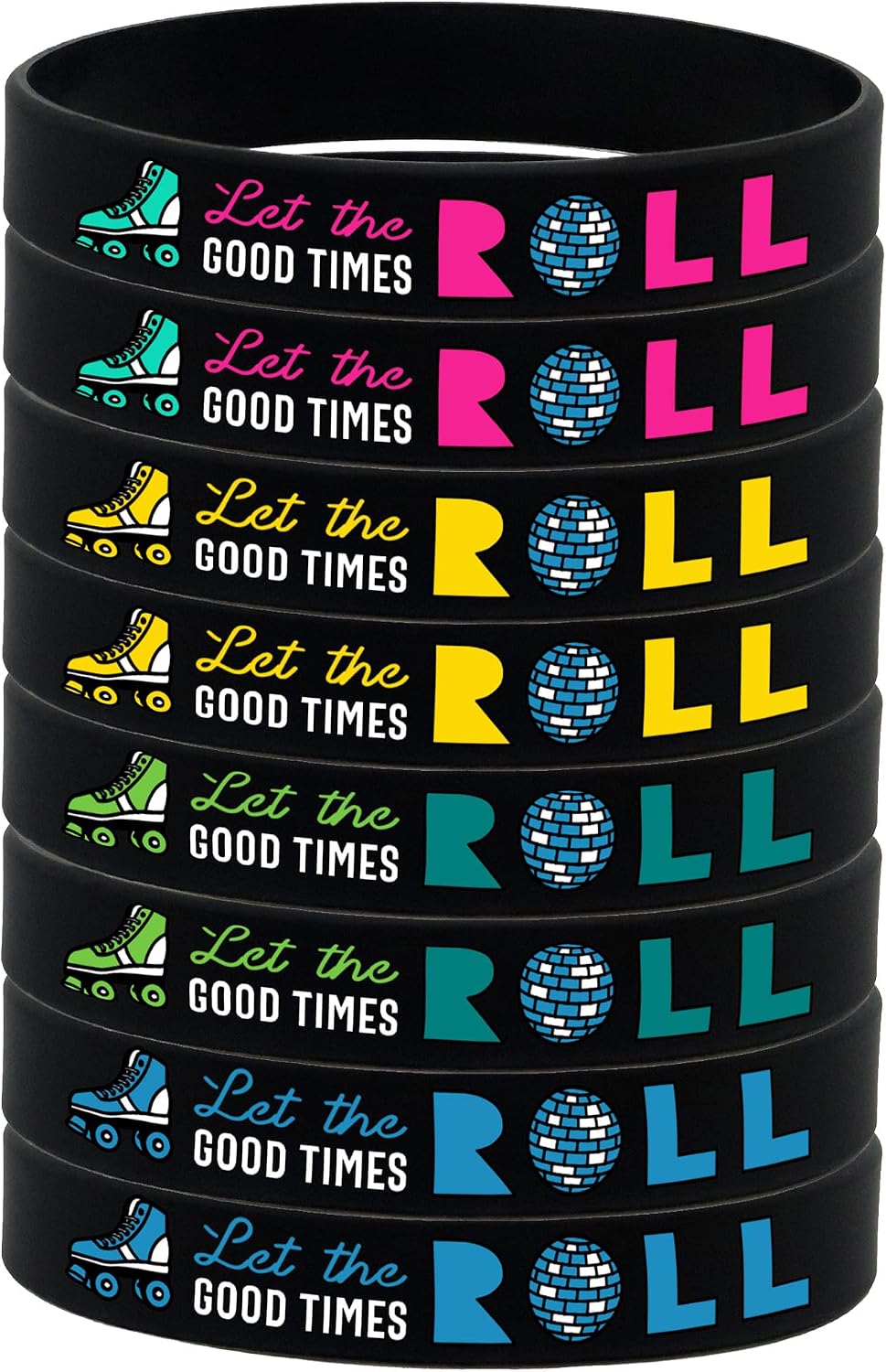 Roller Skating Bracelets (12-pack) - Disco 70s Rollerskating Party Supplies, Party Favors and Decorations - Roller Derby Gifts for Men Women