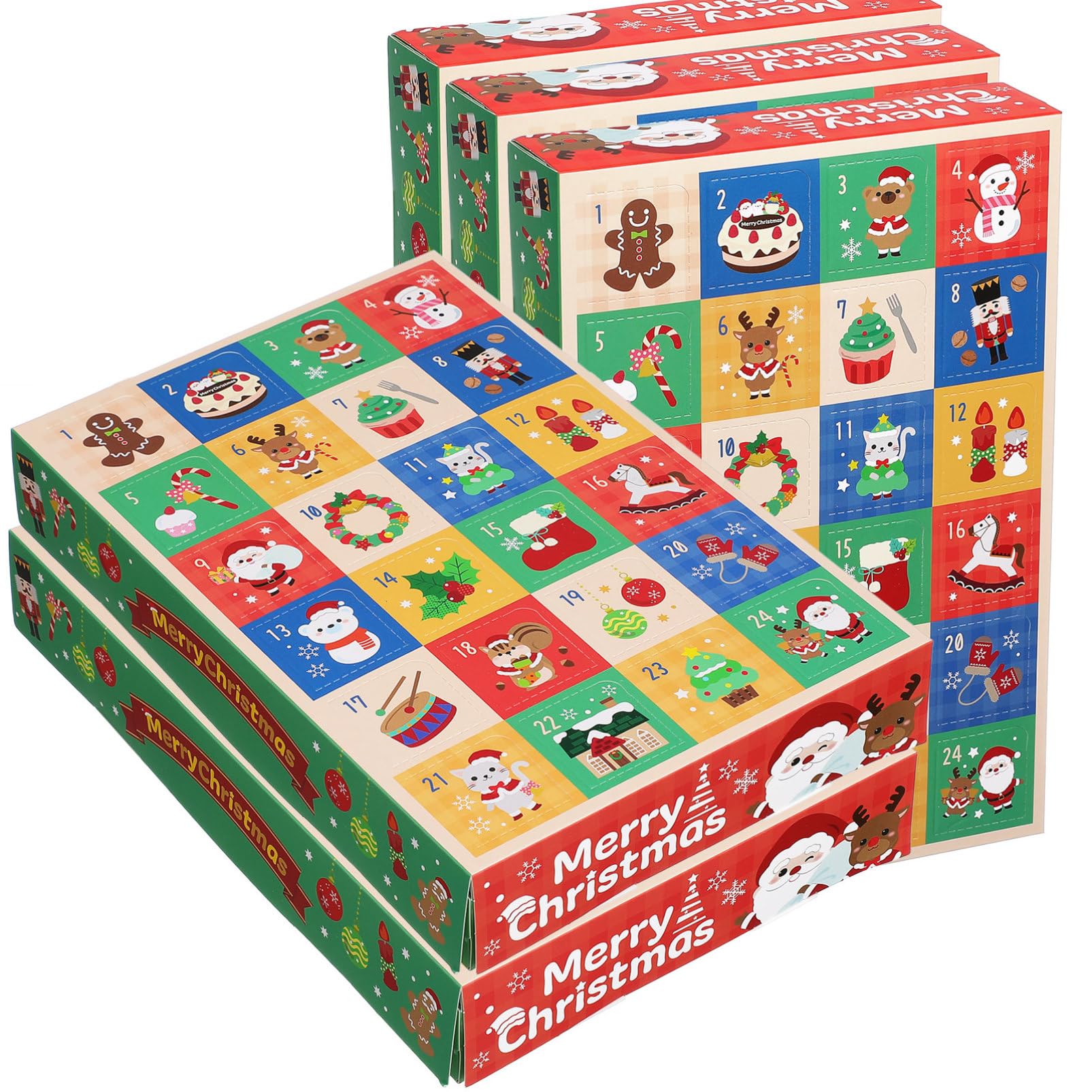 Homoyoyo 5pezzi Scatole Avvento Scatole Regalo di Natale Fai da Te di Carta Vuote per Vacanze Avvento da Riempire Scatola per Conto alla Rovescia di Natale