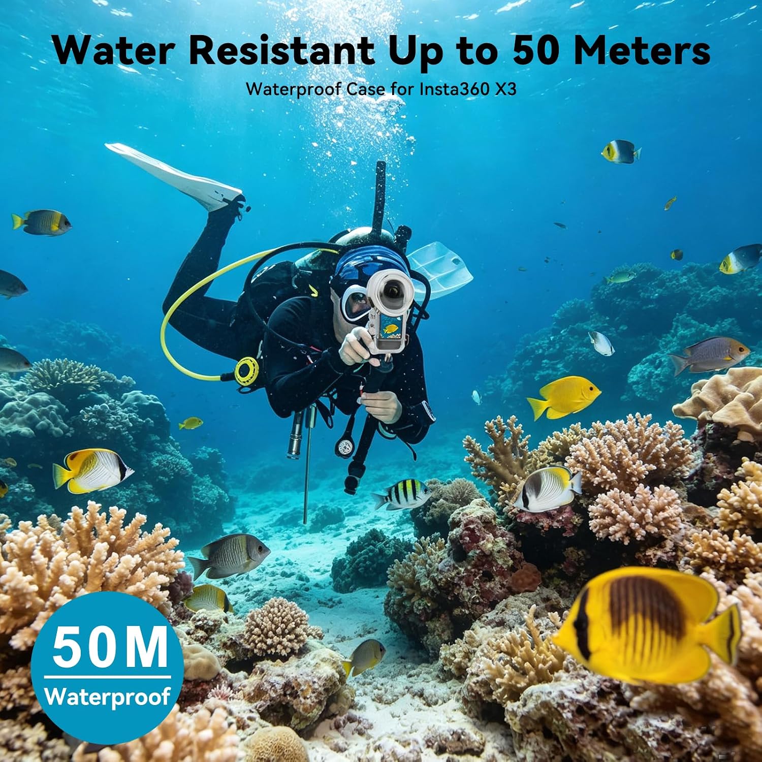 50m/164ft Invisible Dive Housing Case for Insta360 X3 | Waterproof Underwater Protective Shell, Clear Transparent Dive Cover with Bracket Accessories for Action Camera Photography