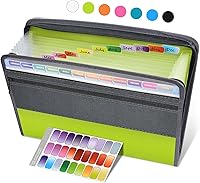 Vista 1 de Sooez Accordion File Organizer with Safe Zipper, 12 Pocket Expanding File Folder with Front Pencil Pouch, Portable Monthly Paper Bill Tax Receipt