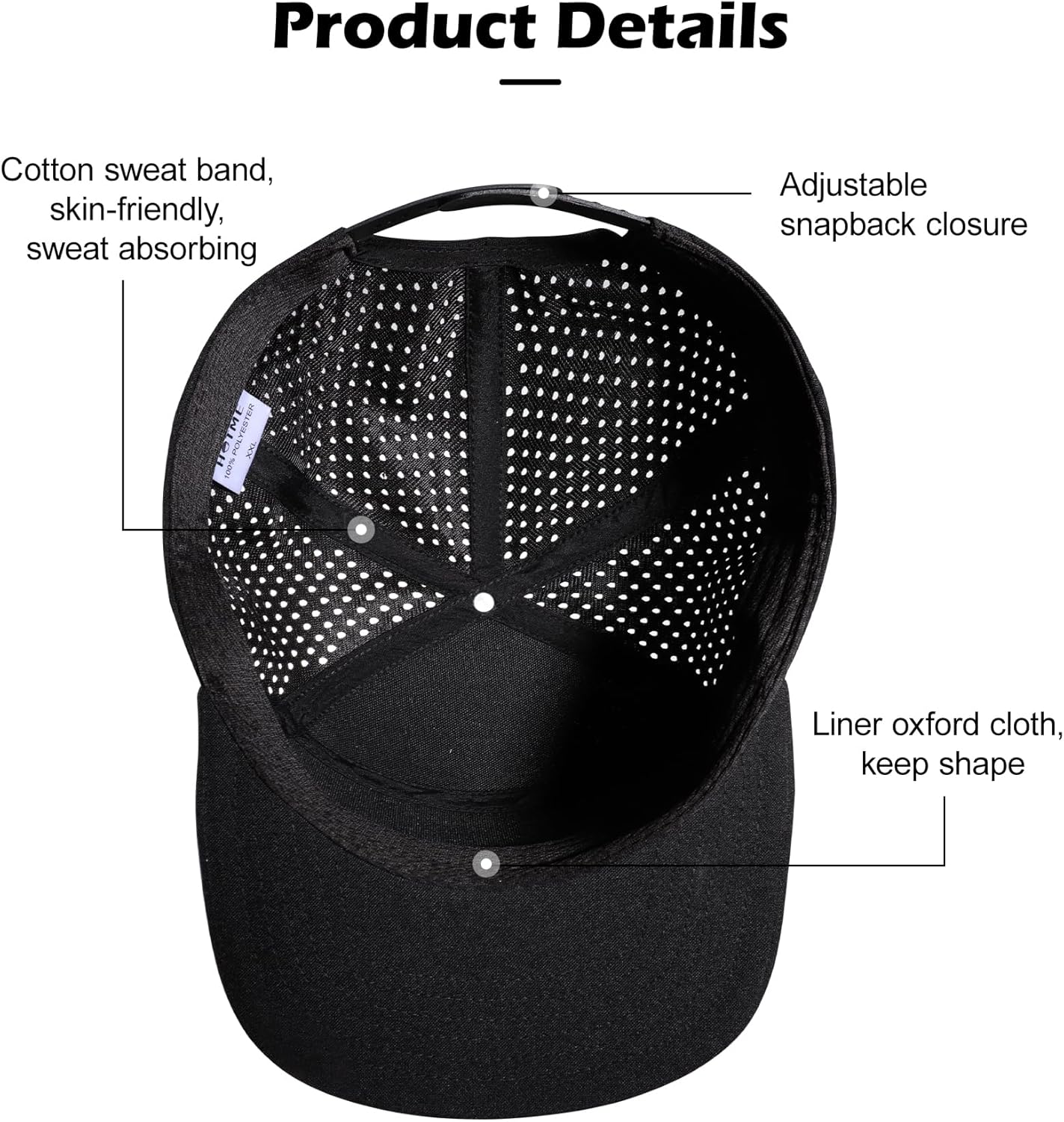 LiuSuper XXL Snapback Hats for Men, Flat Brim Hats for Men, Adjustable Mesh Trucker Hat for Women Big Head - Image 4