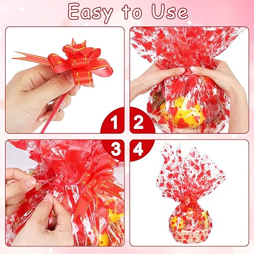 Miniatura 5 de FOIMAS Rollo de envoltura de celofán con corazón, 32 pulgadas x 98 pies, papel de regalo de celofán transparente para el día de San Valentín, con