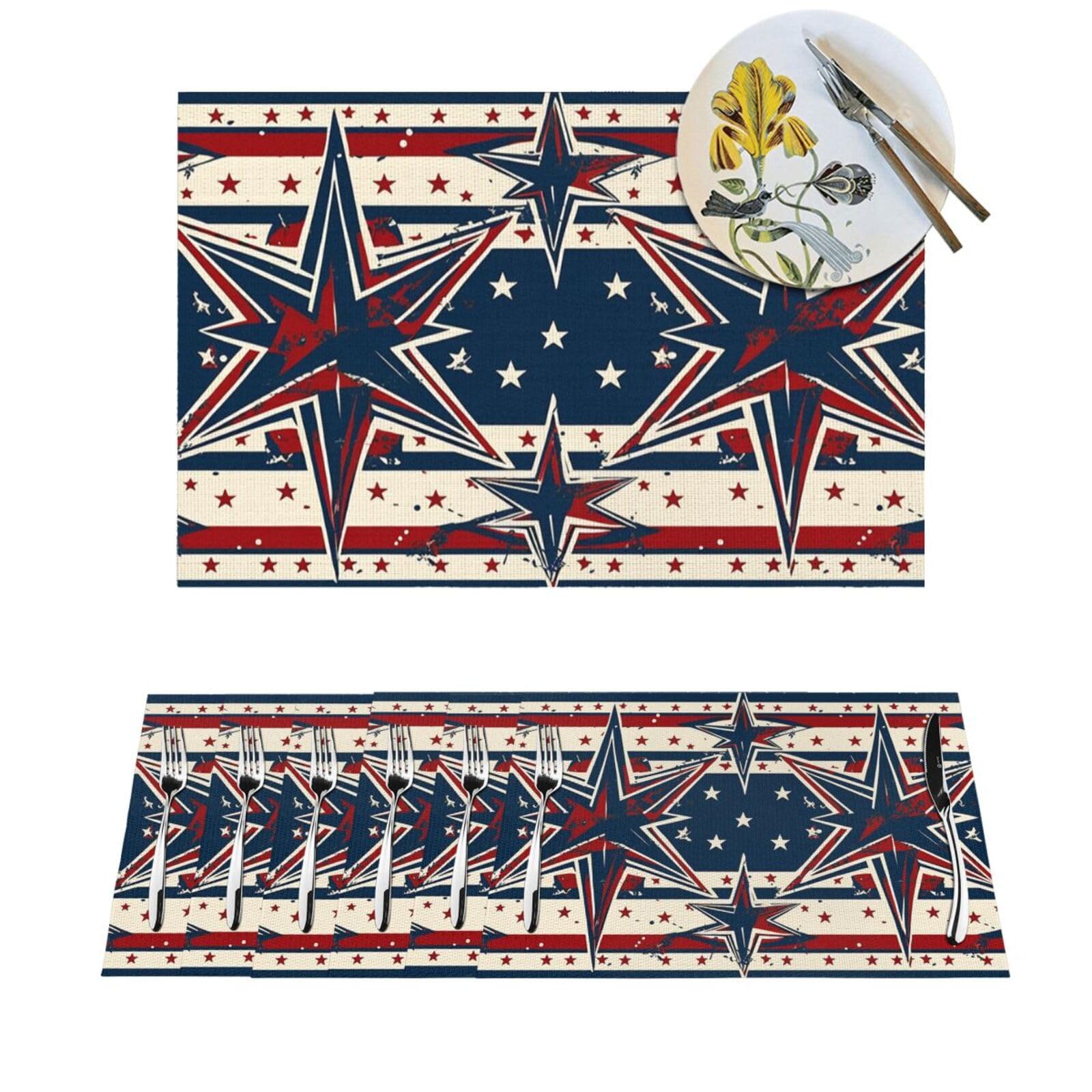 Sets de table lavables en PVC antidérapants Patriot Star Line pour table et extérieur de 4 pièces