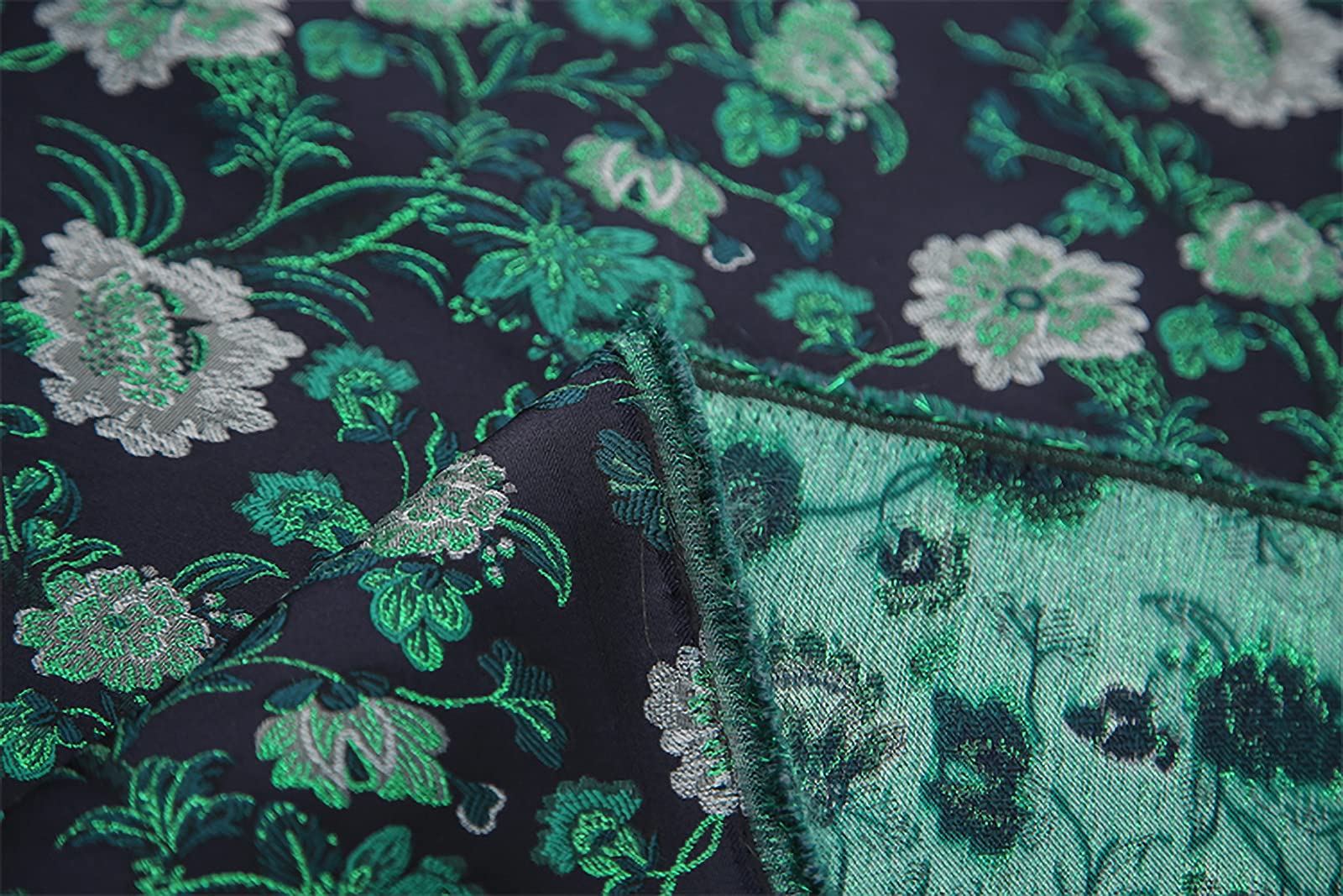 Stickerei-Damast-Stoff, Satin-Jacquard-Stoff, Pfingstrosen-Jacquard, 145 cm breit, Meterware for Kleidung, handgefertigte Taschen, Kissen, Cheongsam (Farbe: Rot) (Farbe: Rot) (Color : Grün)