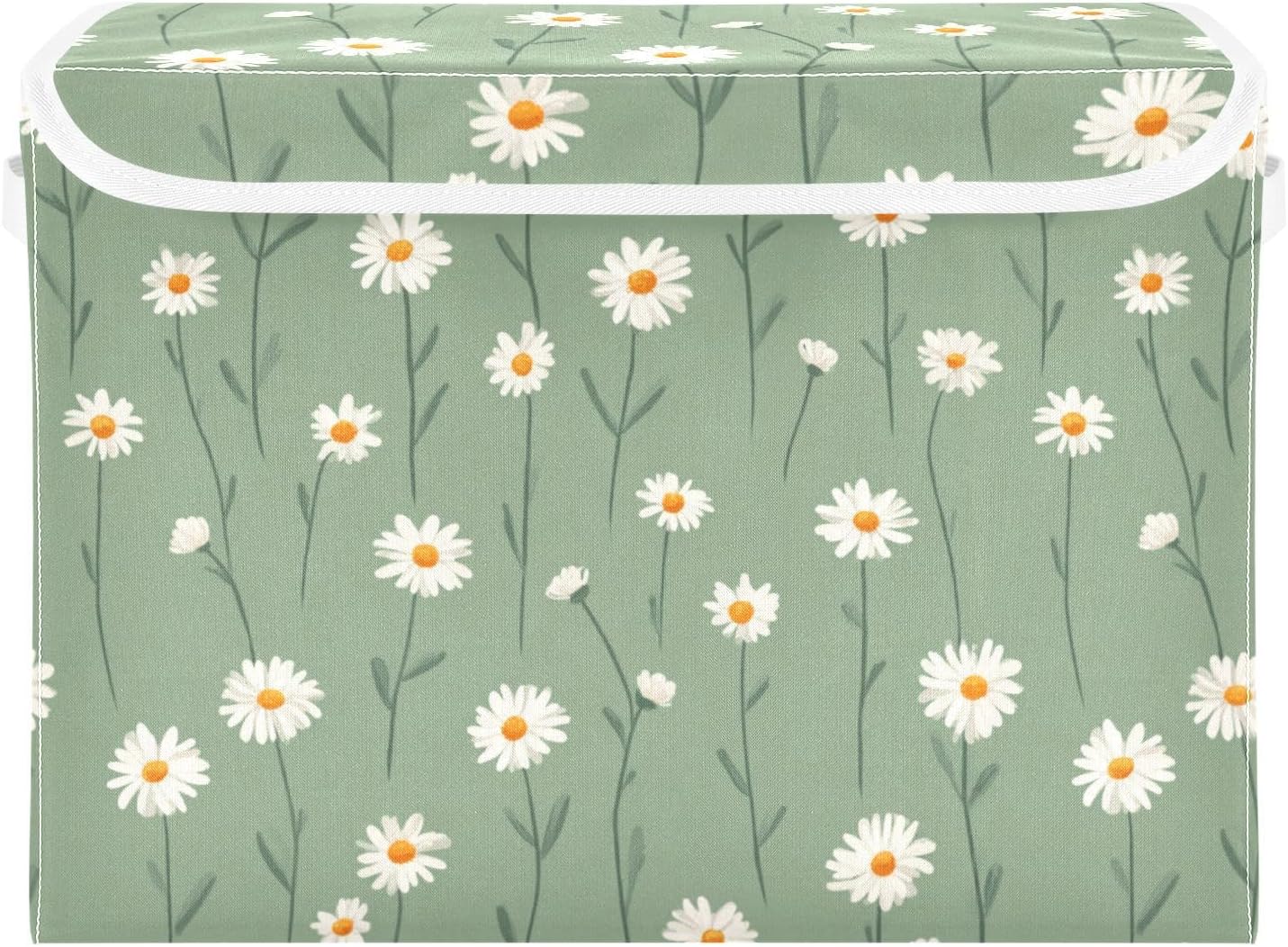Kcldeci Storage Box with Lid Cute Daisy Storage Bins Organizer Container Shelf Baskets for Home Bedroom Closet