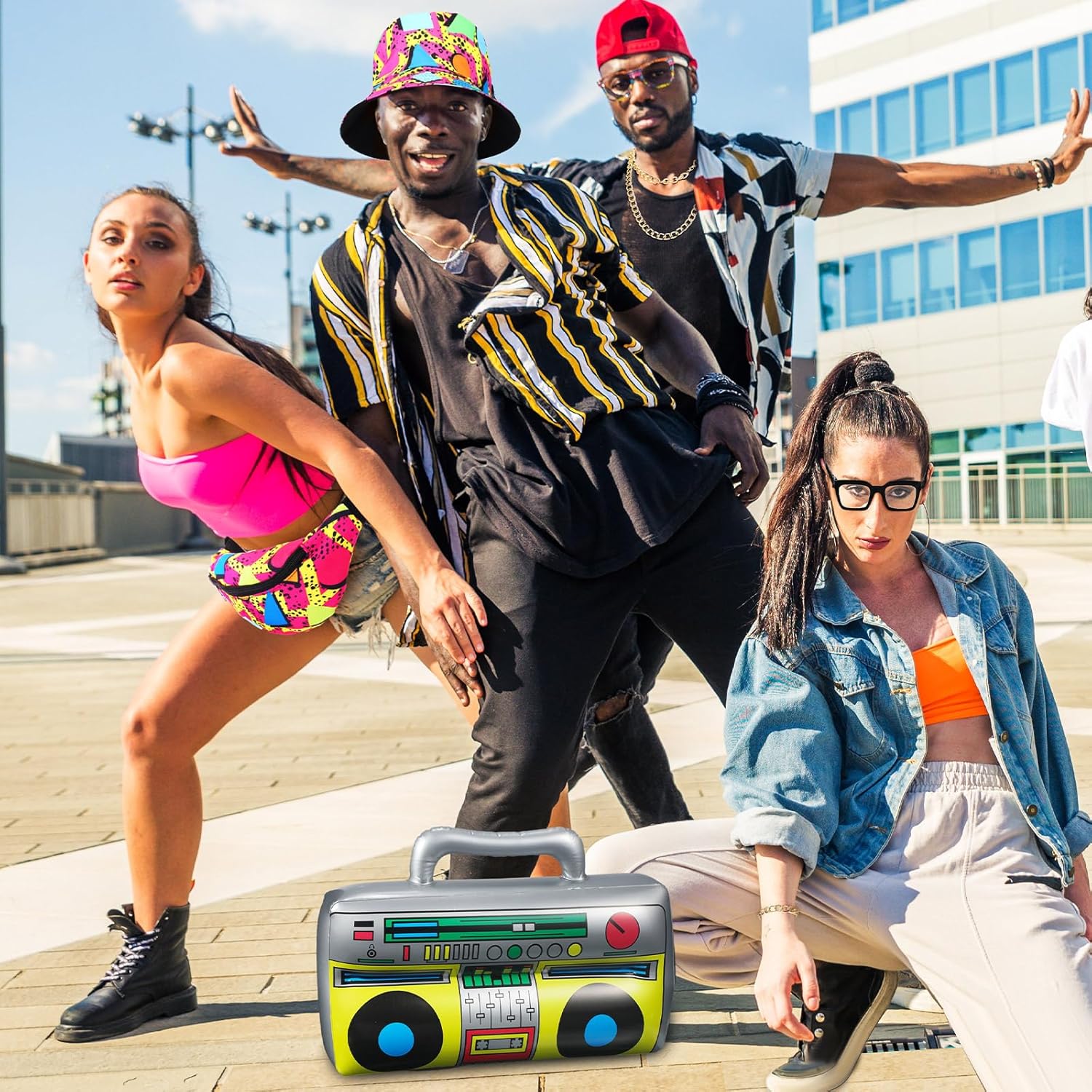 Hicarer 6 Pieces Hip Hop Costumes 80s/90s Outfits Accessories for Women Men Rapper DJ Costume Halloween Cosplay - Image 7