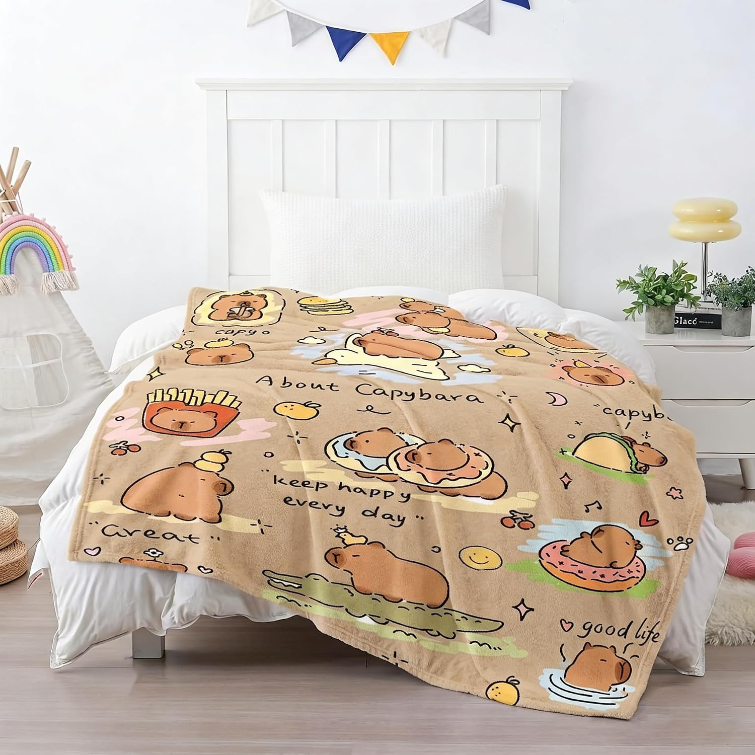 Capybara Blanket Gifts, Ultra Soft Flannel Throw for Kids Boys Girls, Cute Animal Kawaii Room Decor for Couch Sofa Bed, Breathable Anti-Pilling Cozy Stuff for Birthday, 40"x50"