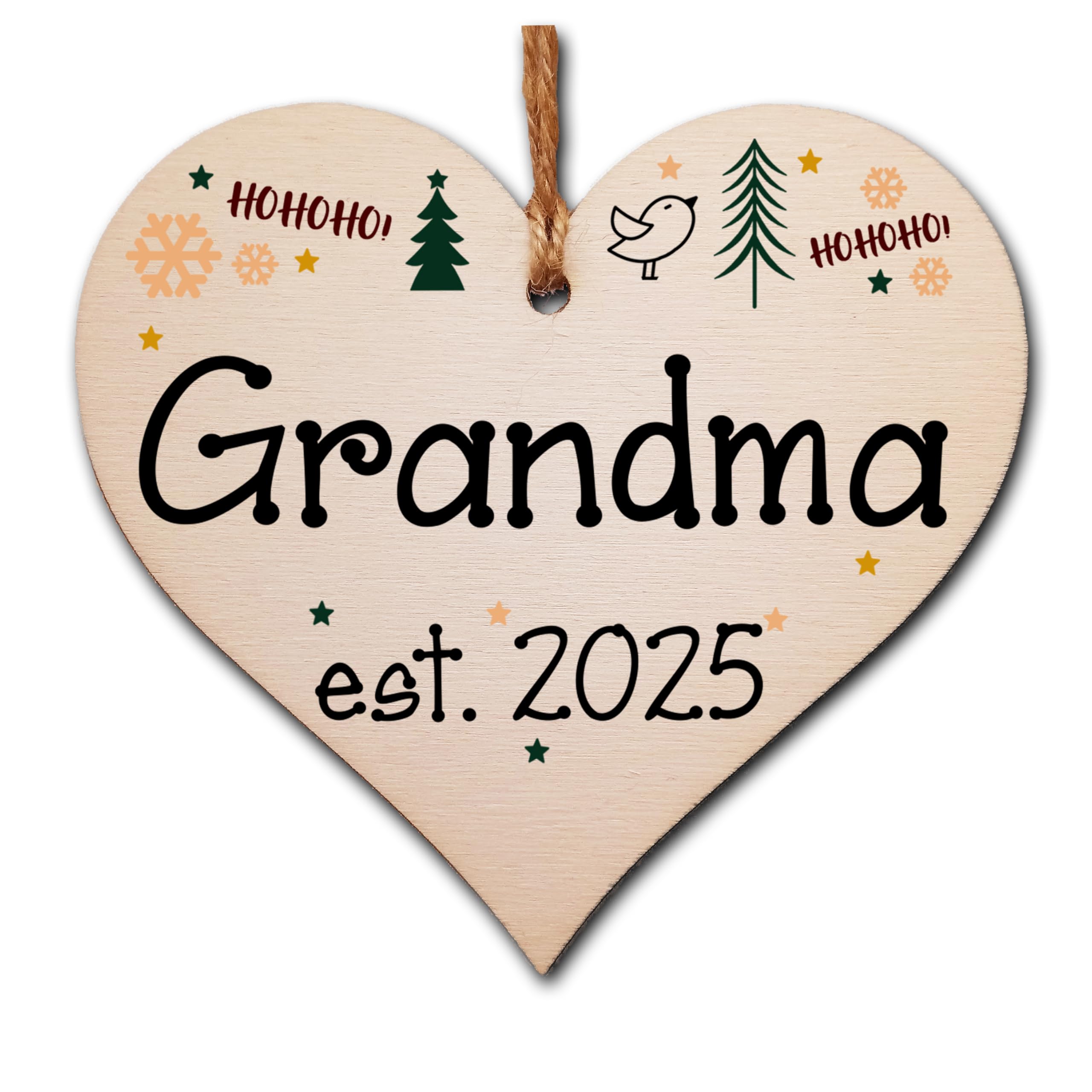 Handmade Christmas Hanging Wooden Heart Plaque Decoration Gift perfect grandmas grandparents newborns 2025