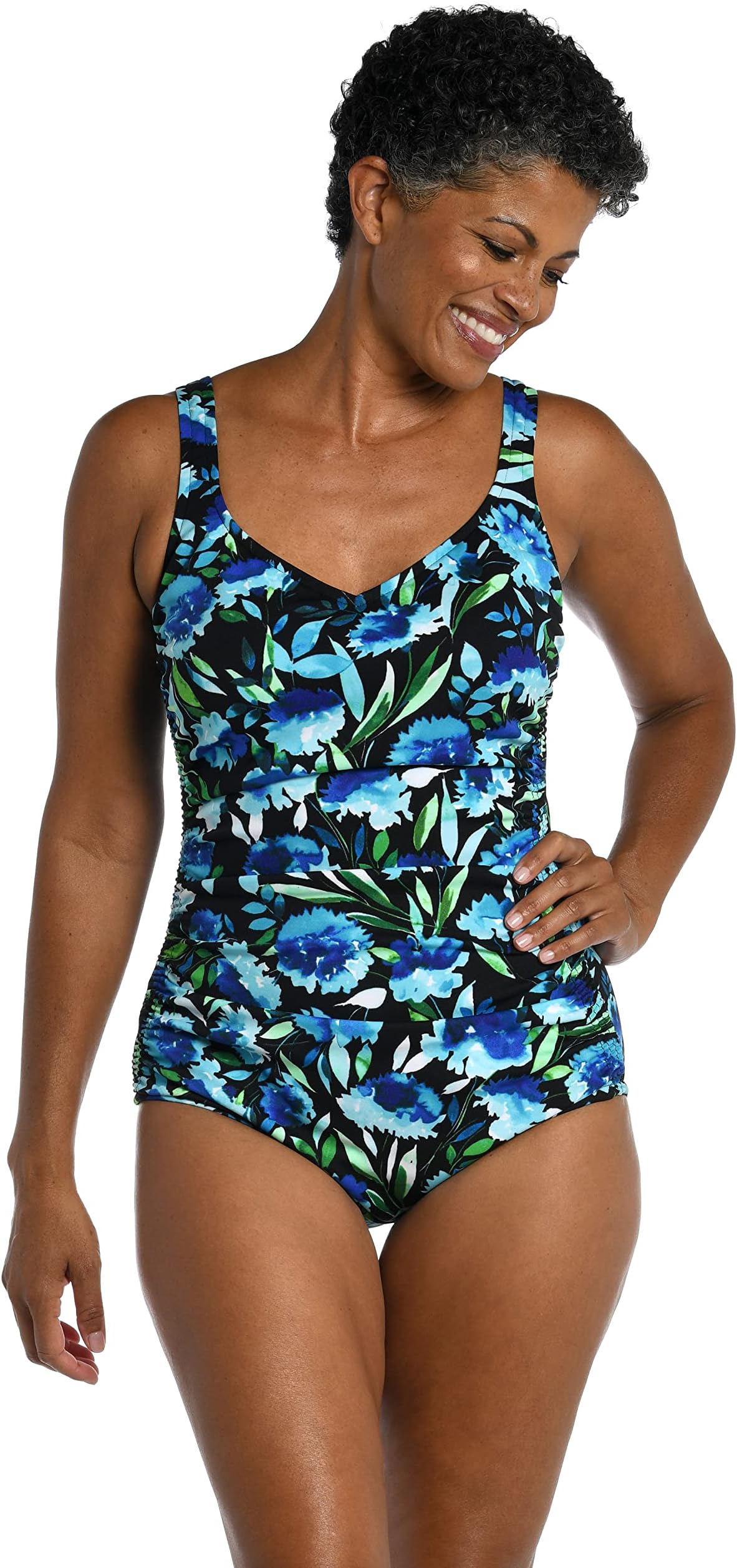 Women's Over The Shoulder Shirred One Piece Swimsuit