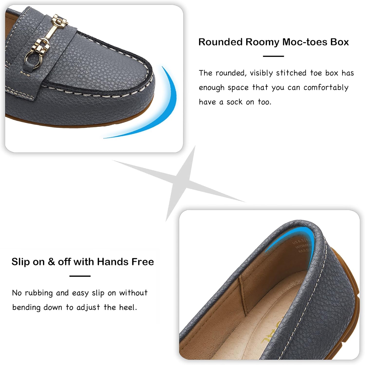 KORDAL Women's Comfortable & Lightweight Leather Loafers Slip-Ons Driving Mocs Walking Shoes Cute Business Casual Dress Shoes Work Flats for Women