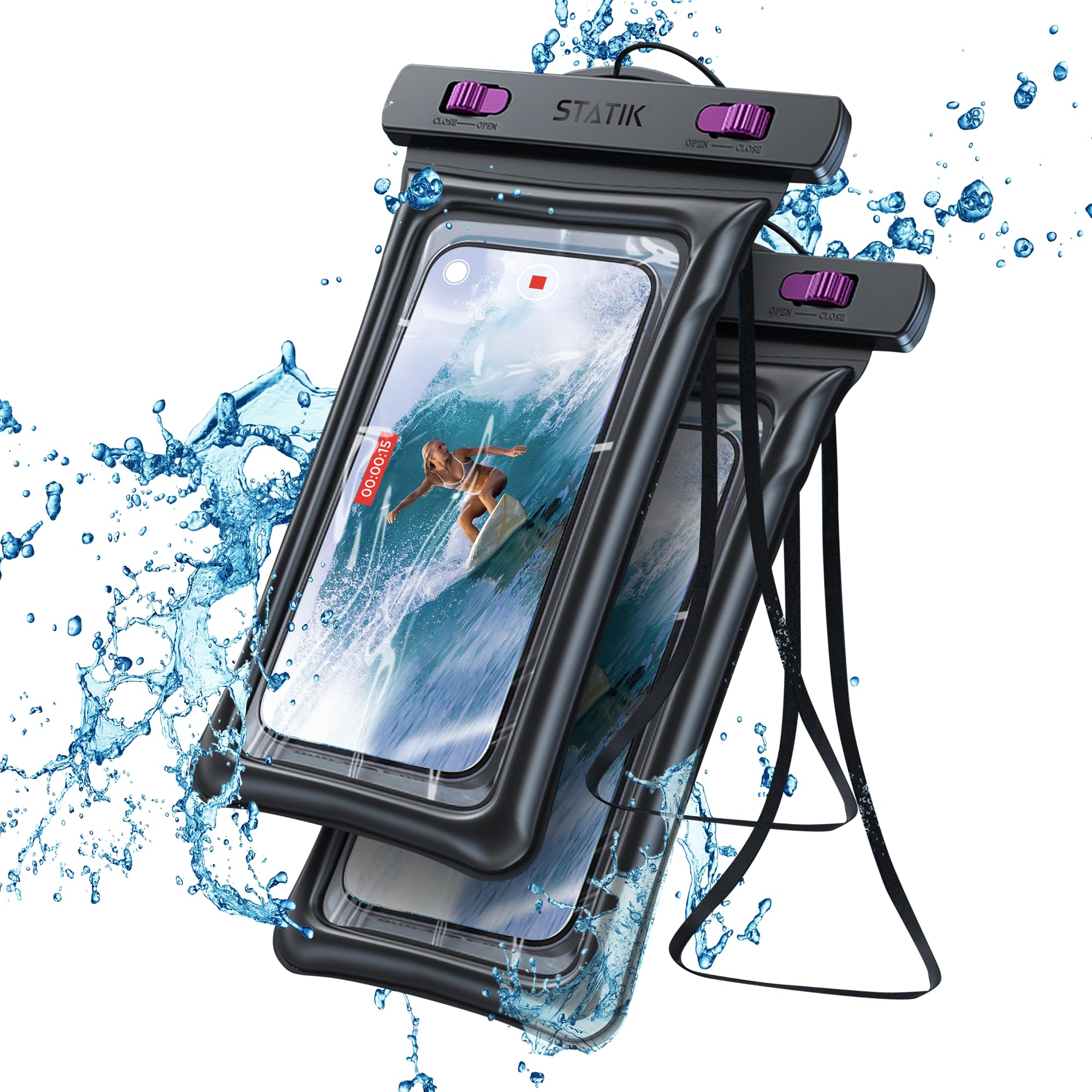 STATIK MarCase Waterproof Phone Pouch, Certified Waterproof Phone Case with Lanyard, Waterproof Bag for Phones up to 7", Protect Travel Accessories,