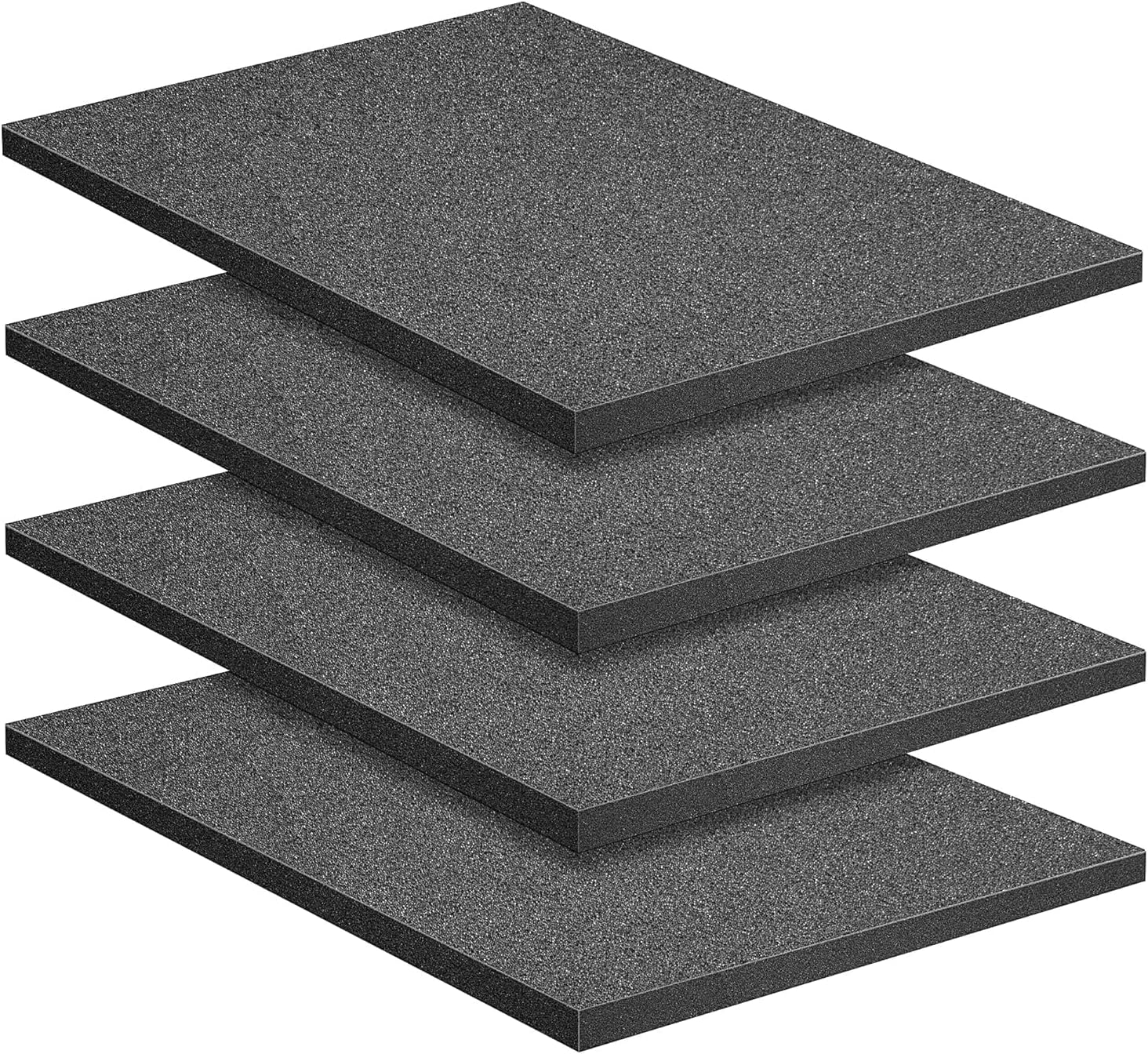 DECOHS 4 PCS Polyurethane Foam Sheet-16x12x1 Inch Cuttable Inserts for Cases-Packing Pads Toolbox Camera Storage and Crafts Black