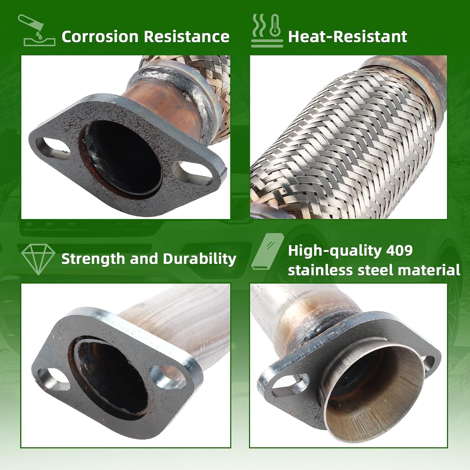 DB5Z-5G203-B Stainless Steel Exhaust Pipe compatible with 2013-2019 Ford Explorer Sport 3.5L, Exhaust Flex Pipe fit for 2013-2019 Ford Explorer 3.5L