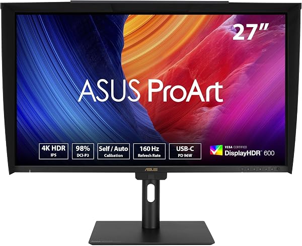 ASUS ProArt Display PA27UCGE Professional 4K Monitor (27 Zoll, 3840 x 2160 IPS Panel, 160Hz, HDR-10, 600 nits, 98 Prozent DCI-P3, Delta E<1 Farbgenauigkeit, Light Sync, USB-C, DisplayPort, HDMI) - 1