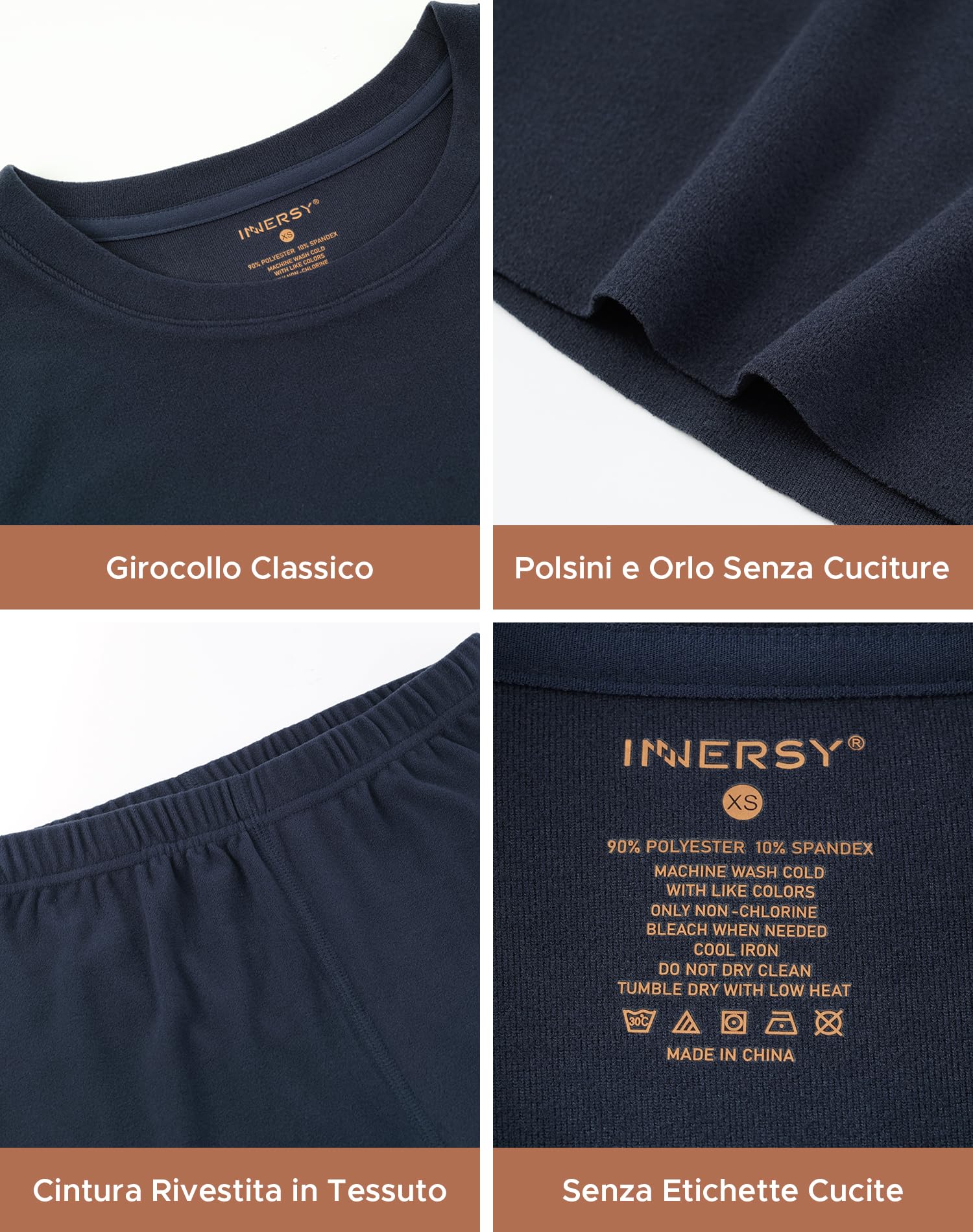 INNERSY Intimo Termico Donna Completo Maglia Termica Manica Lunga e Pantalone Caldo Pigiama Invernale Sci Set