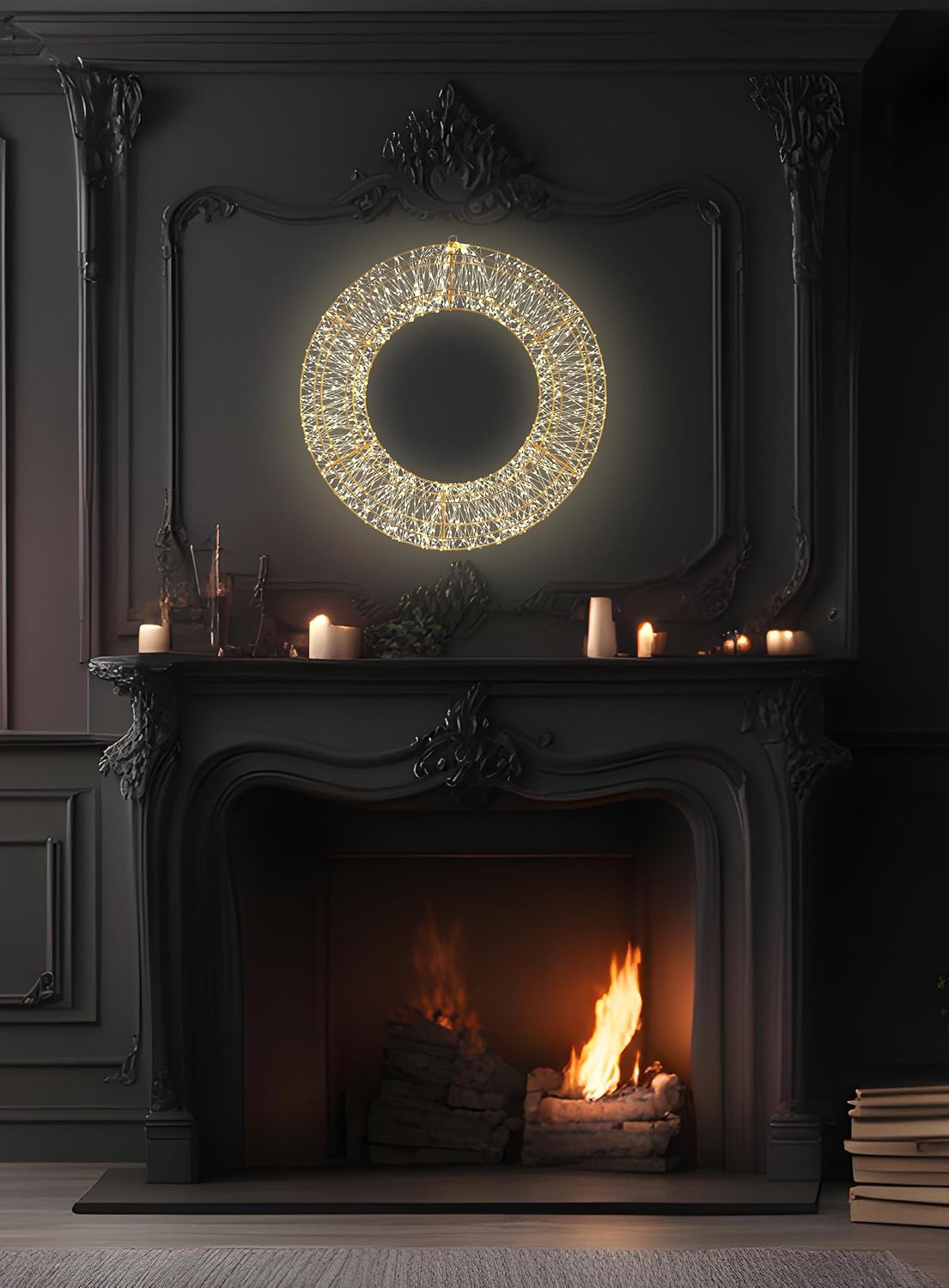 Abbott Collection Micro LED Wreath with 2400 Lights - Gold, Large (27.5" D)