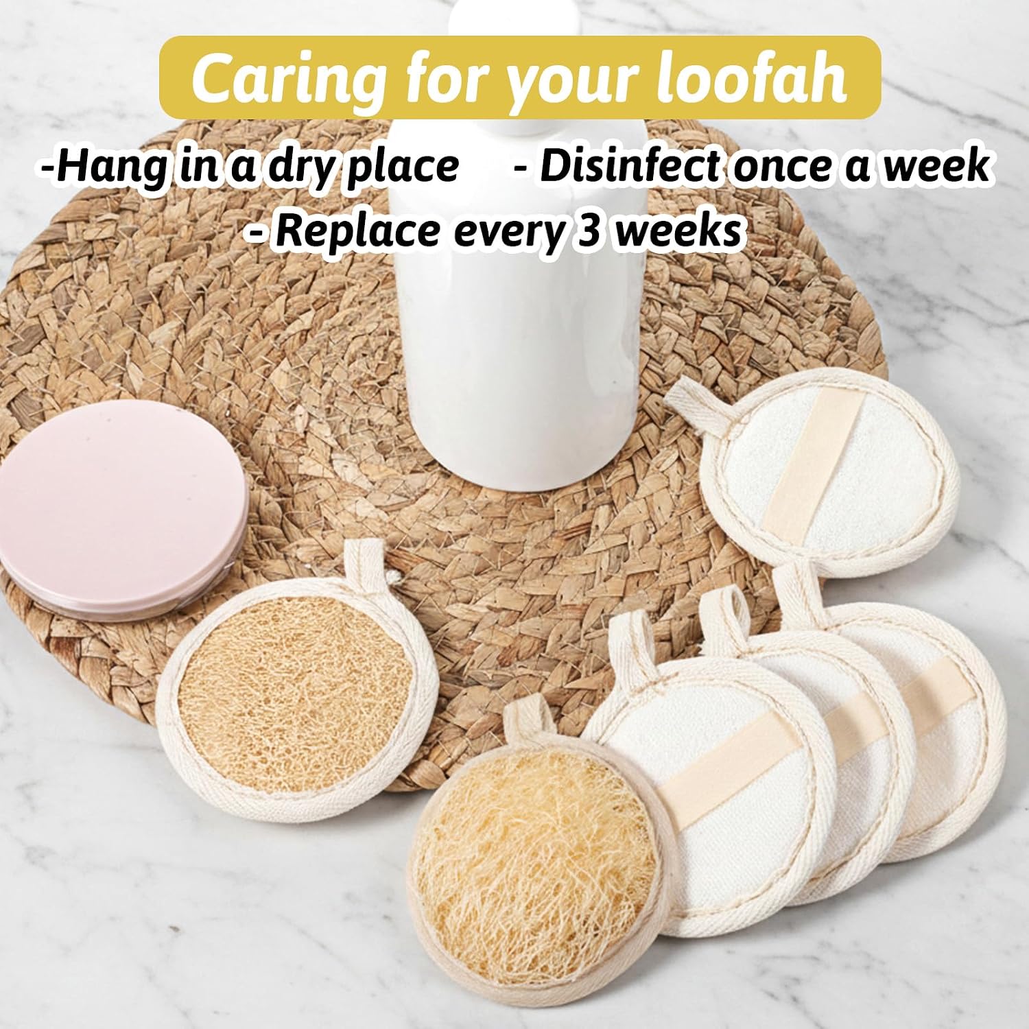 6pcs Natural Loofah Face Scrubber, Exfoliating Face Scrub Pads Organic Luffa Faces Scrub Pads Deep Cleansing Massage Pores Without Hurting The Skin for Women and Men