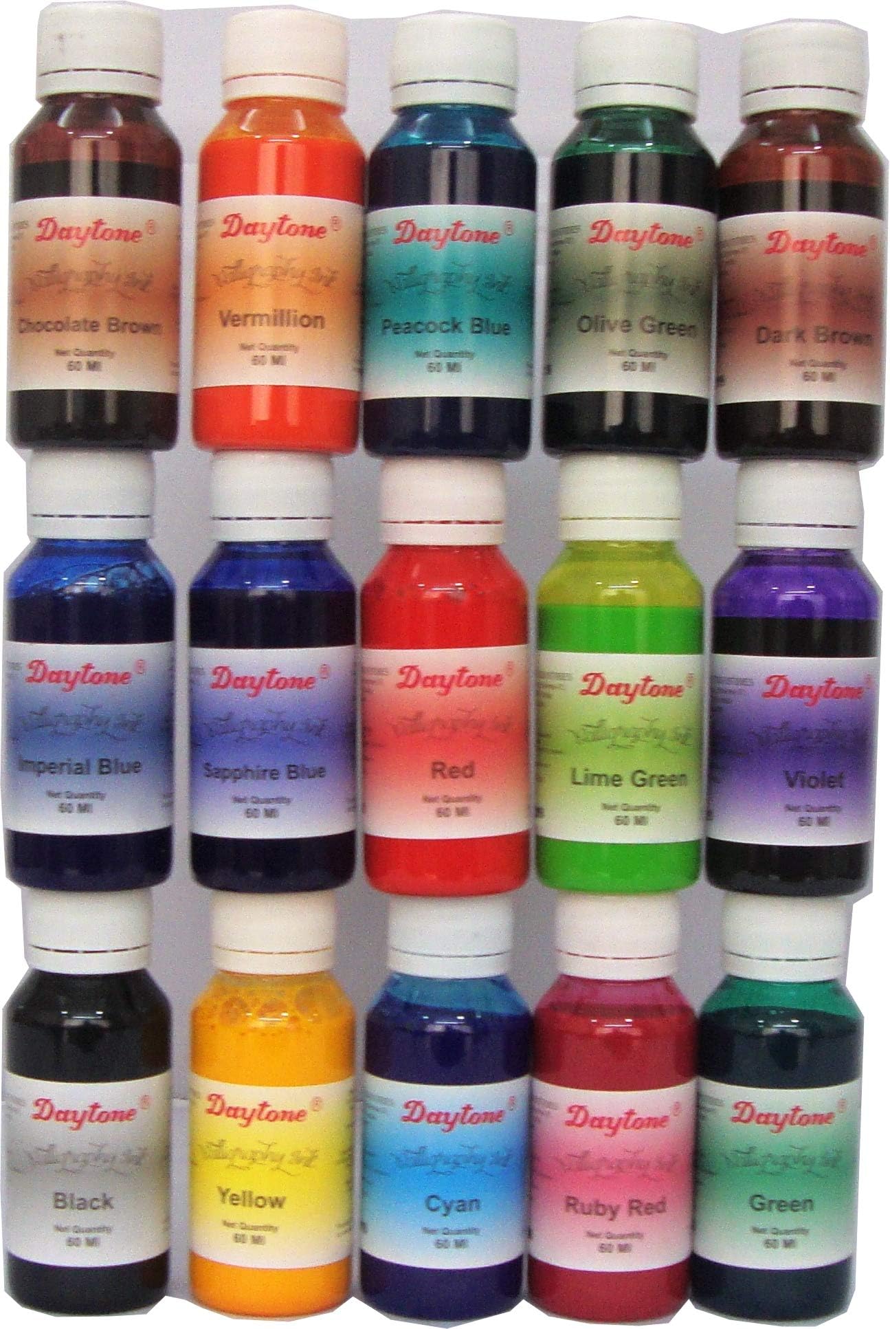 Daytone Calligraphy Ink (Pack of 15 Colors, 60 ml each)