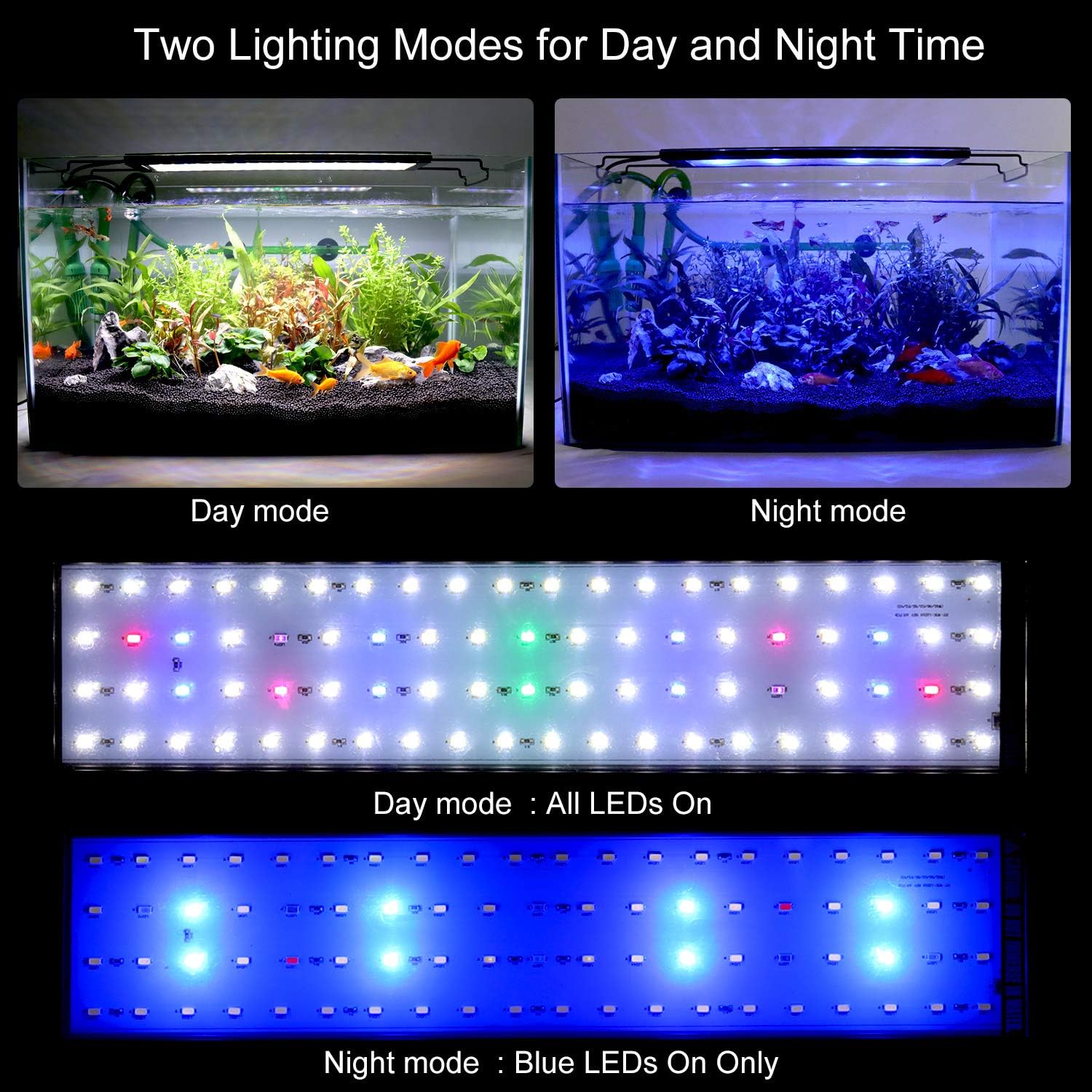 WATER REBIRTH LED Aquarium Light, Full Spectrum Fish Tank Led Light with Aluminum Alloy Shell Extendable Brackets (30-36 in)