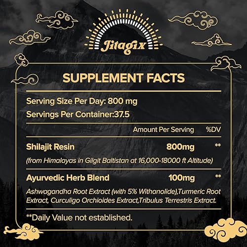 Miniatura 2 de Jitagix Shilajit Resina Shilajit orgánica pura del Himalaya  Resina Shilajit de nivel de oro natural de 800 mg de potencia  85+ oligominerales y