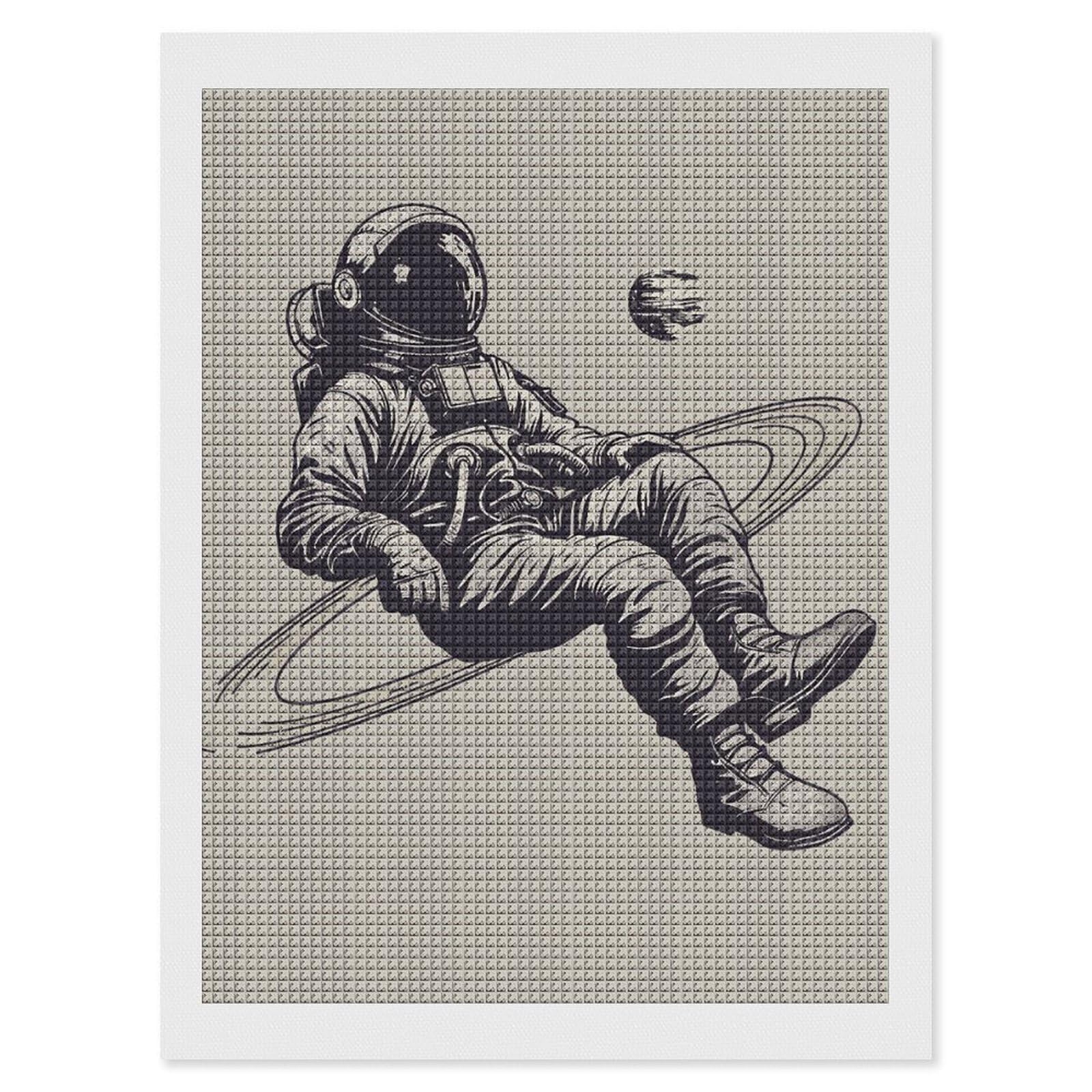 Astronauts and Saturn Diamond Art Kits for Adults, DIY 5D Diamonds Painting Kits for Beginner, Round Full Drill Diamond Dots Painting, 12"x16" Diamonds Pictures Gem Art and Crafts Wall Decor