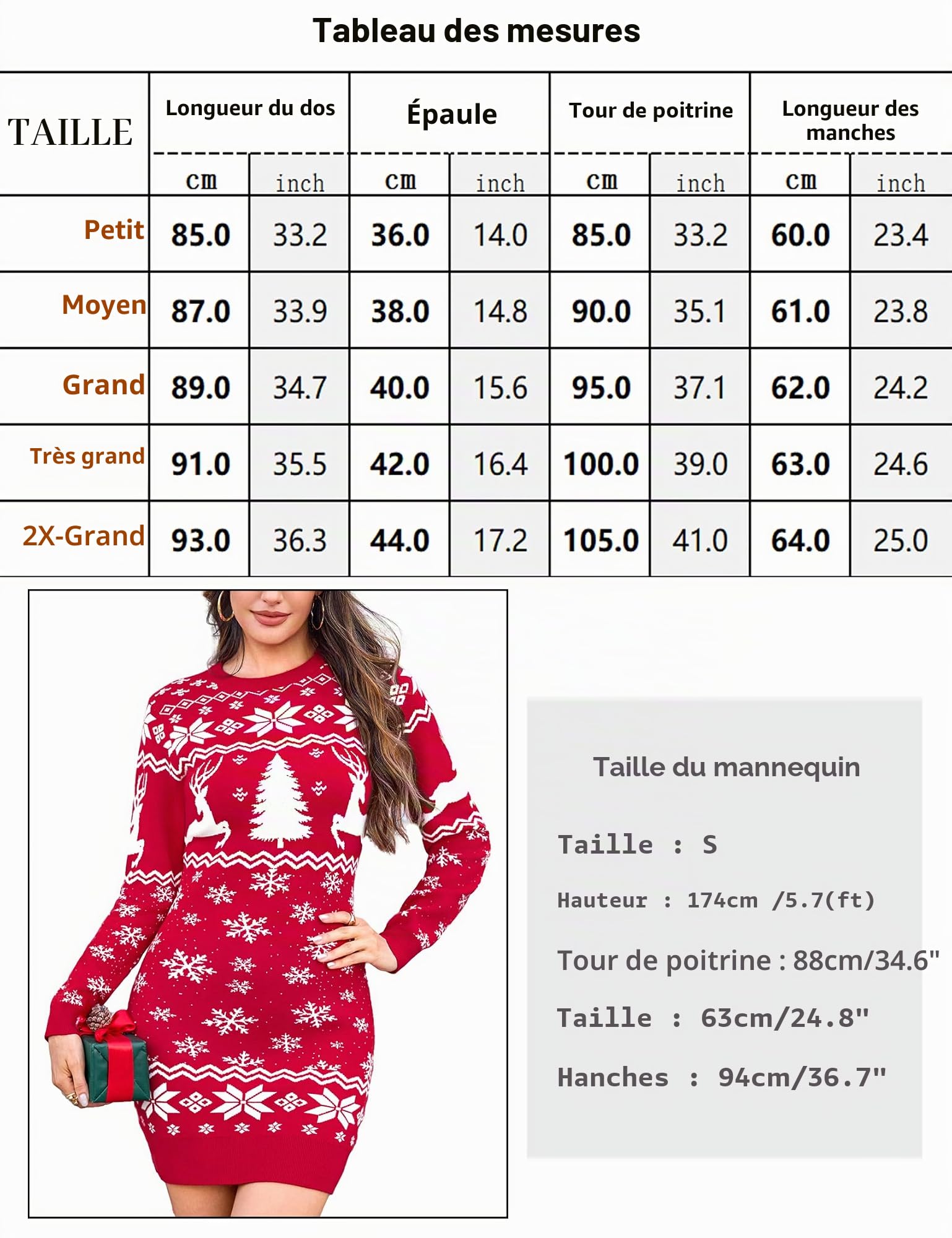 Totatuit Robe Pull de Noël Longue Motif Flocon et Renne Robe et Élégante | Hiver, Style Élégant, Tenue Quotidienne, Facile à Associer, Style Polyvalent