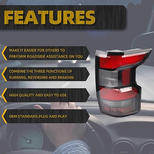 Miniatura 10 de Dasbecan Conjunto de luz trasera izquierda del lado del conductor compatible con Nissan Frontier 2022, 2023 2024