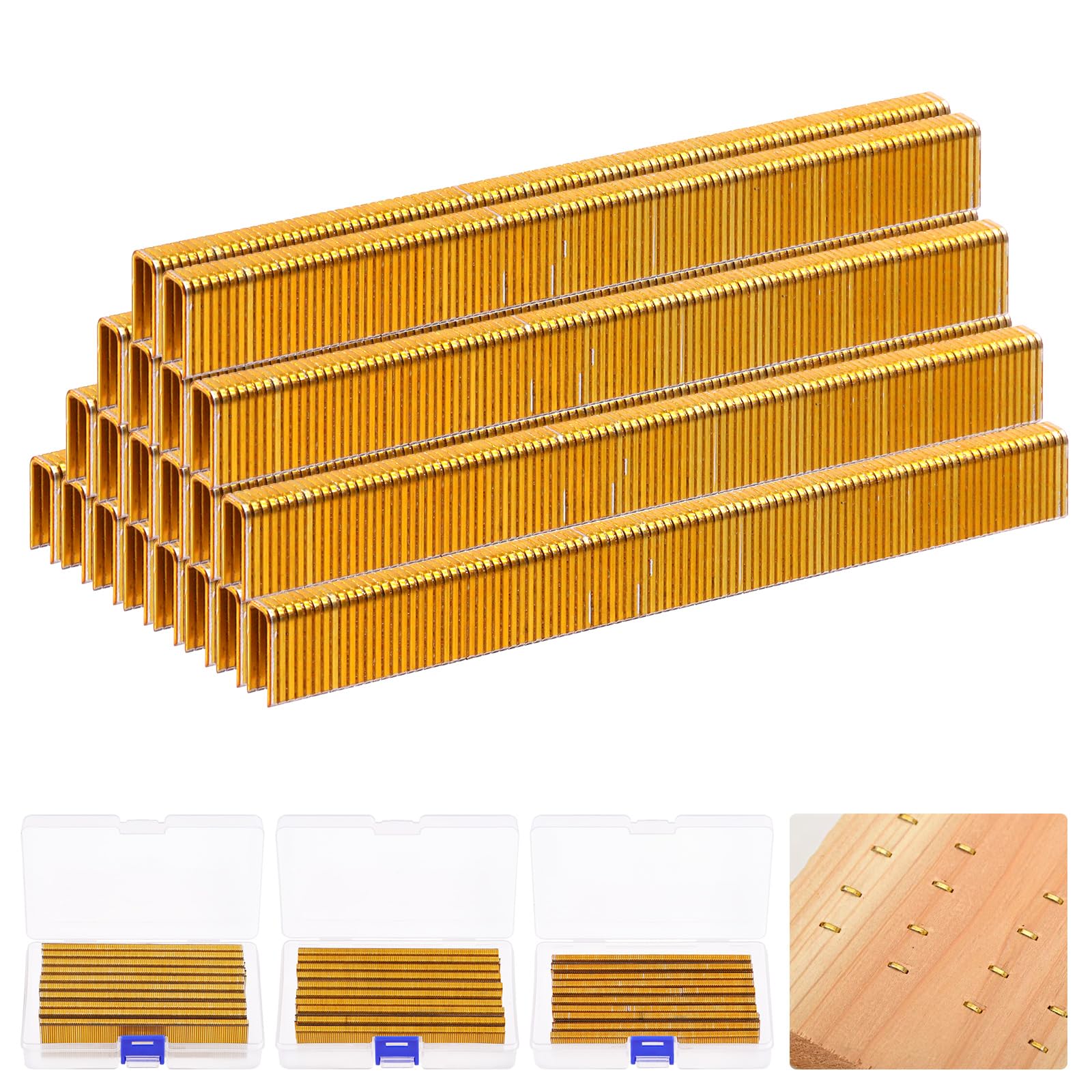 Hilitchi 2000pcs 1/2 Inch Gold, 18 Gauge Narrow Crown Staples with Storage Case