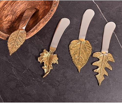 Miniatura 2 de Esparcidores de mango de hoja de 5 pulgadas, acero inoxidable y tono dorado, juego de 4