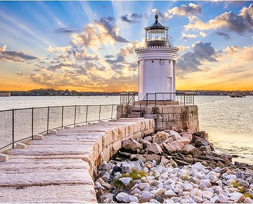 Miniatura 2 de Kits de pintura de faro nativo americano por números con pinceles, pintura al óleo acrílica ligera Portland Breakwater para adultos y niños, arte de