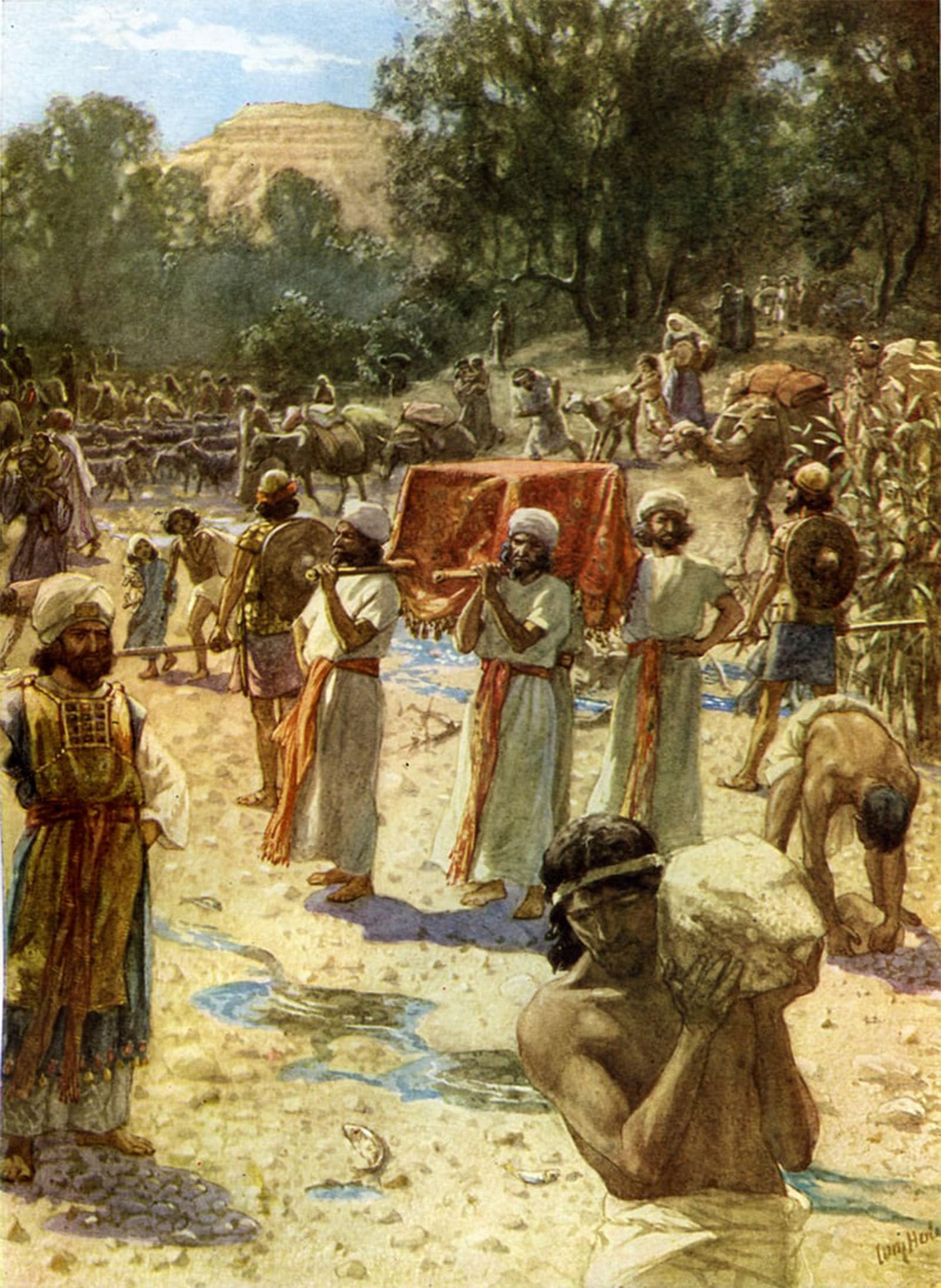 ARTXLXXBN Famous Art Print Poster Vintage Wall Art the Israelite Priests Holding the Ark Bible by William Brassey Hole Canvas Art Poster for Home Decor 60x90cm
