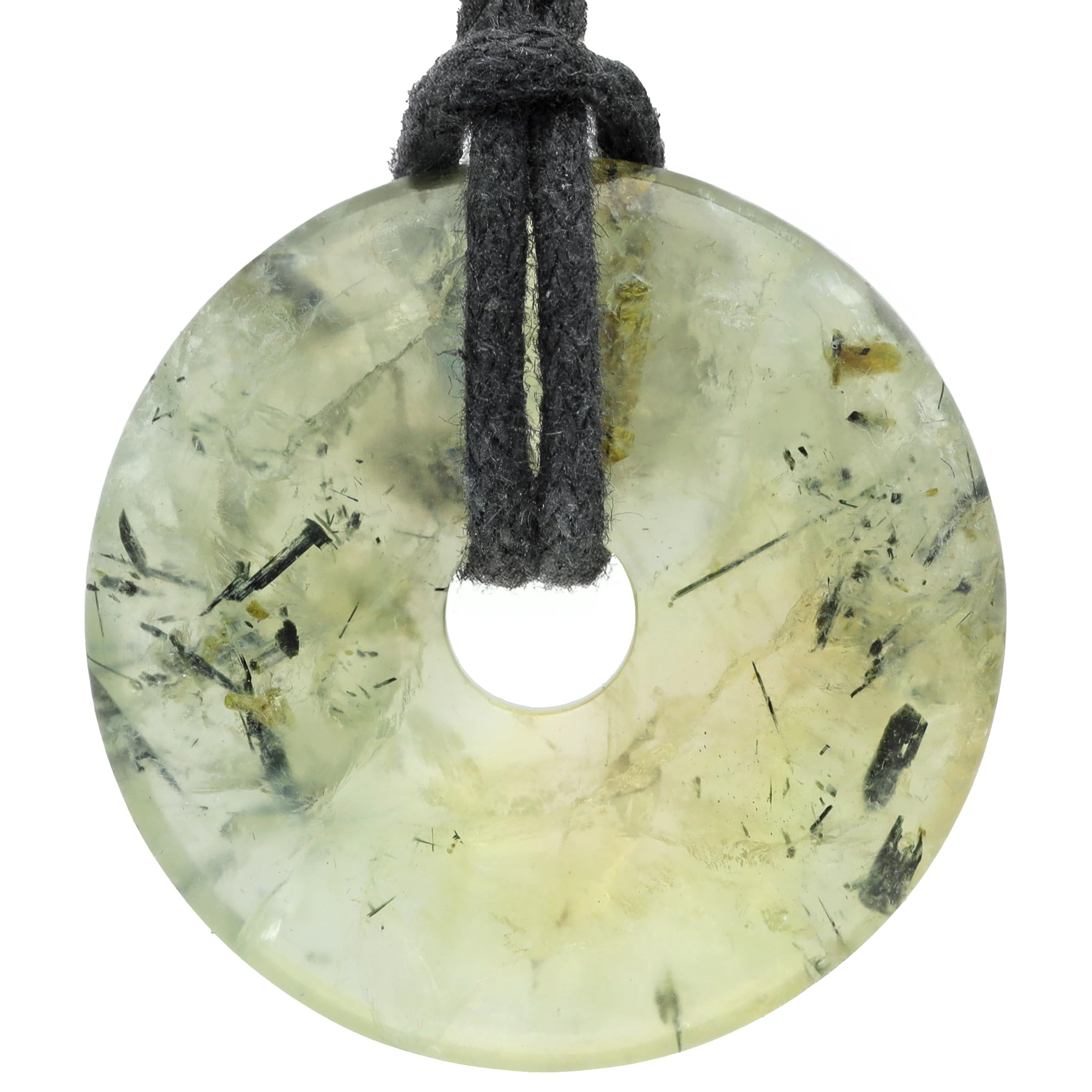 Lebensquelle Plus Donut en pierre précieuse 30 mm cordon en coton | Collier pendentif en pierre naturelle | Collier en véritable pierre de guérison avec cordon, 30 mm, Pierre semi-précieuse