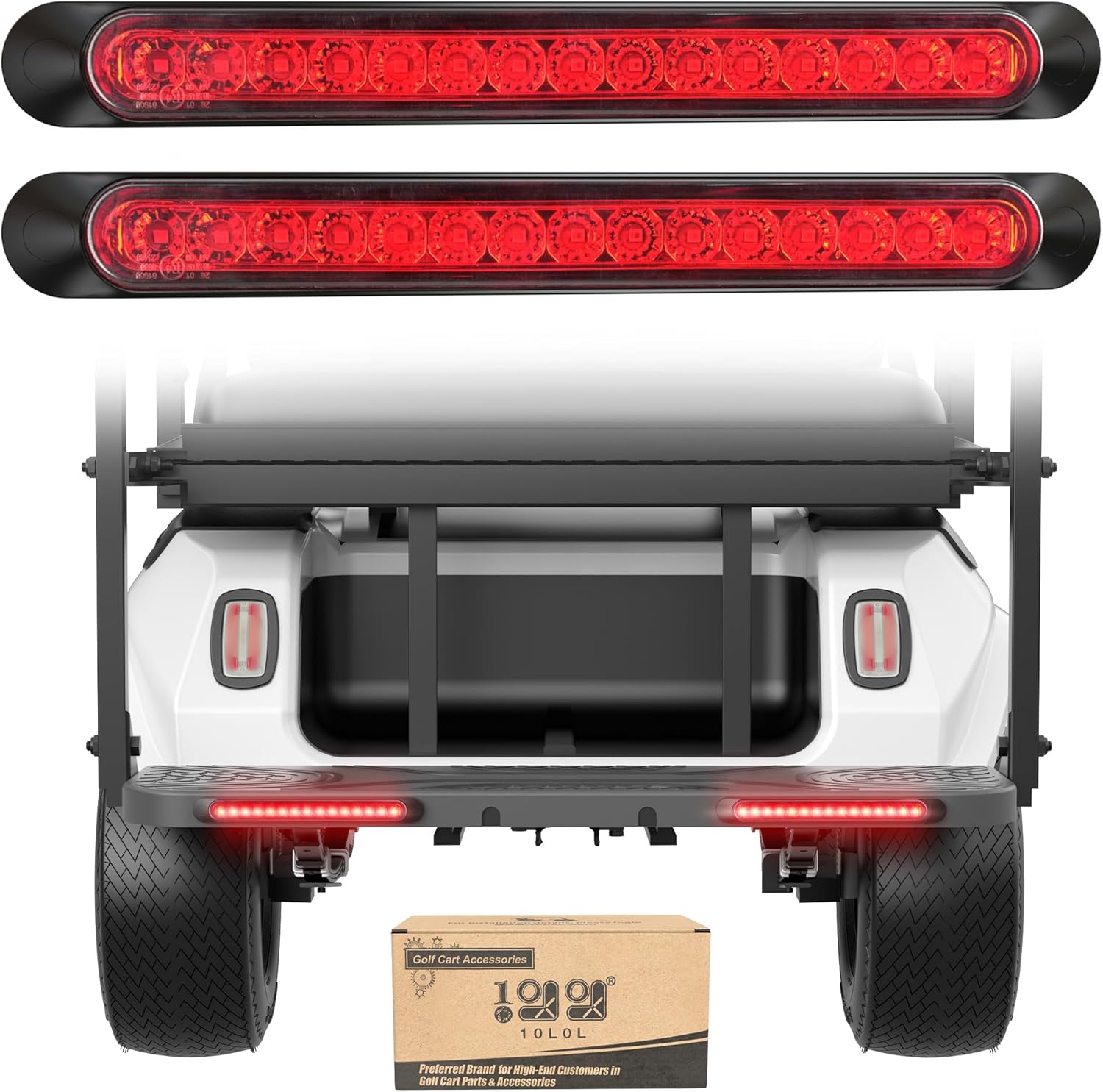 10L0L Universal Golf Cart Taillights - 12V Golf Cart Brake Light Kit with Turn Signal, Tail Lights for Golf Carts, ATV, UTV, and Cars - Easy Direct Wiring & 34‘’ Extended Cable