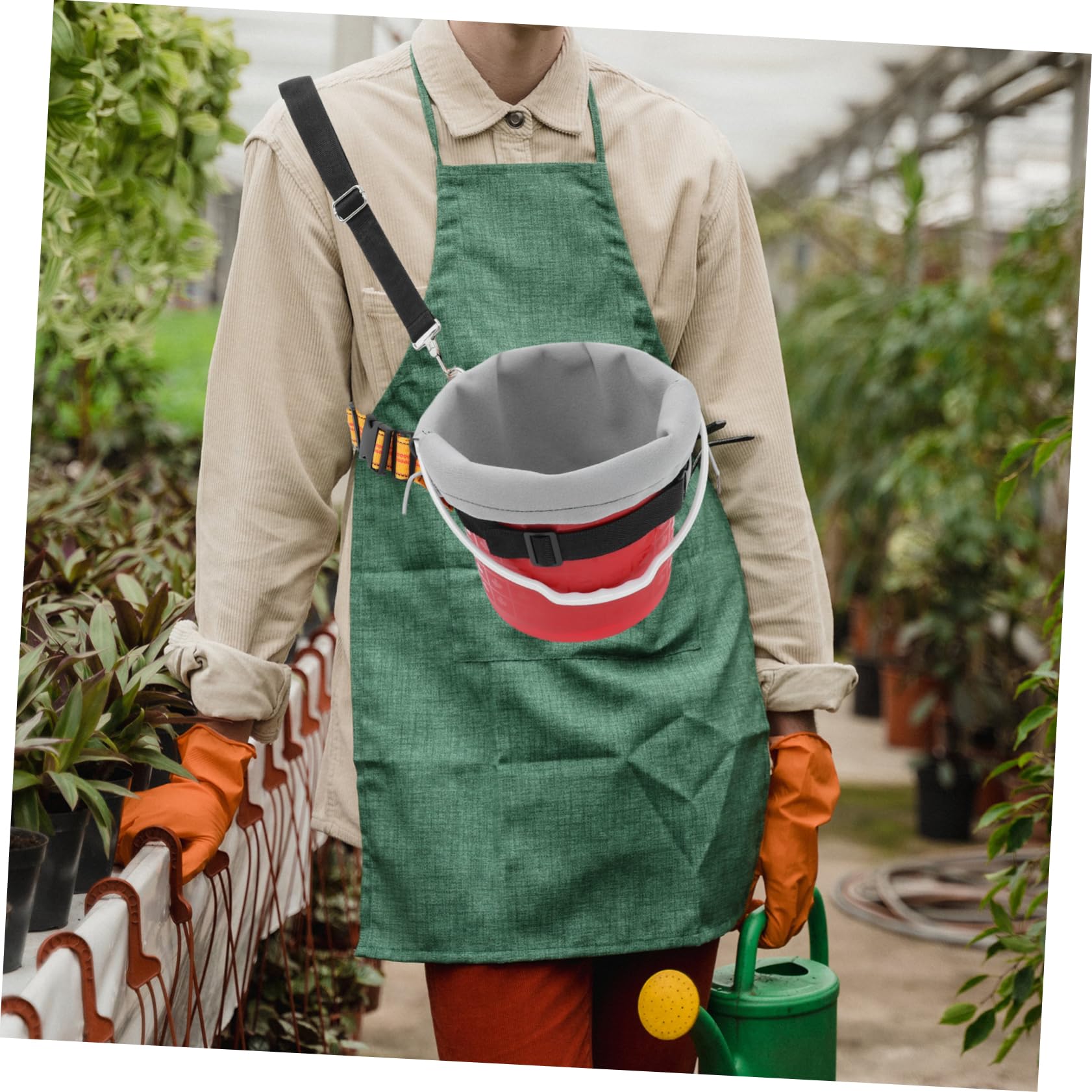 Milisten Panier de Cueillette pour Fruits avec Doublure Protectrice et Sangle Croisée Réglable, Panier en Plastique Marron Récolte de Petites Baies Jardin