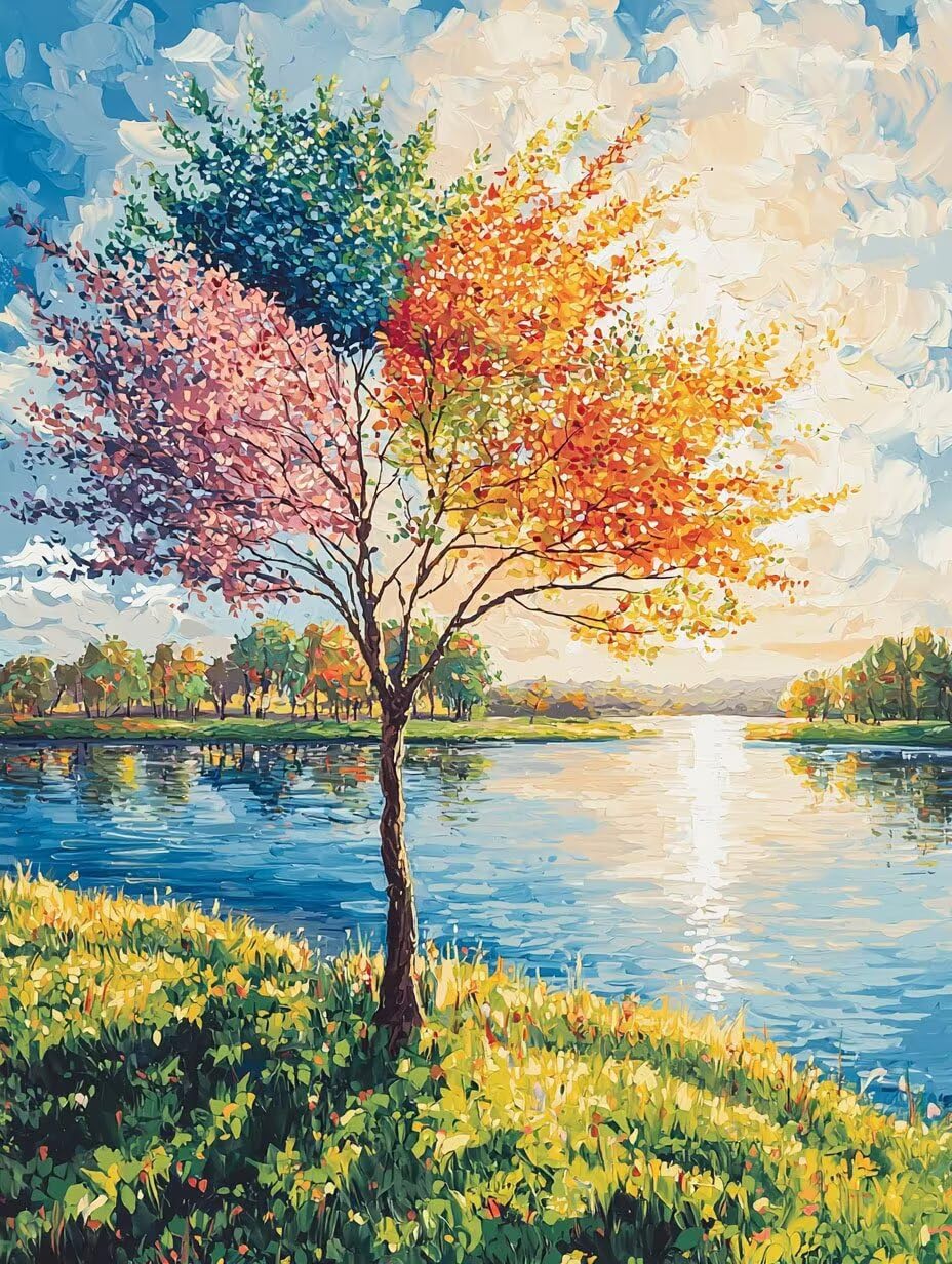 WEISHIWE Albero colorato Dipingere con i Numeri per Adulti, 70x90cm a-66 | Paint by Numbers Kit con Pennelli e Acrilico Pigmento, Fai da te Olio La Pittura di Numeri Kit, Decora la Casa, senza Cornice