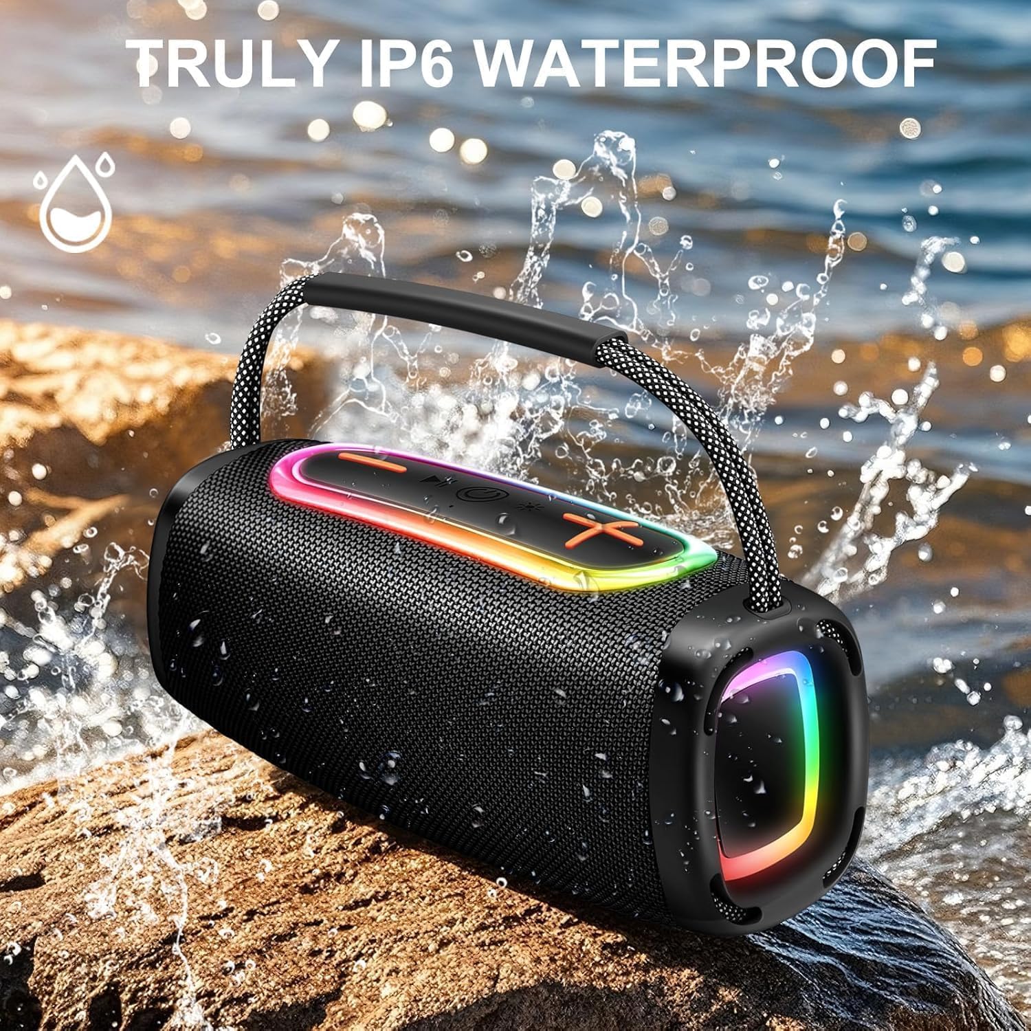 Altoparlante Bluetooth, 6000 mAh, altoparlante portatile con 36 ore di riproduzione, altoparlanti wireless Bluetooth 5.4 con volume più forte e bassi migliorati, microfono integrato, suono stereo