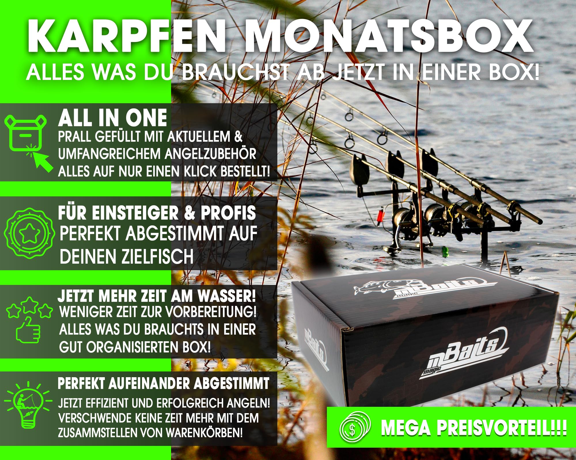 Magic Baits Pro MONATSBOX Karpfenbox Angelbox Promo Box Geschenk Angeln Angelzubehör (Juni)