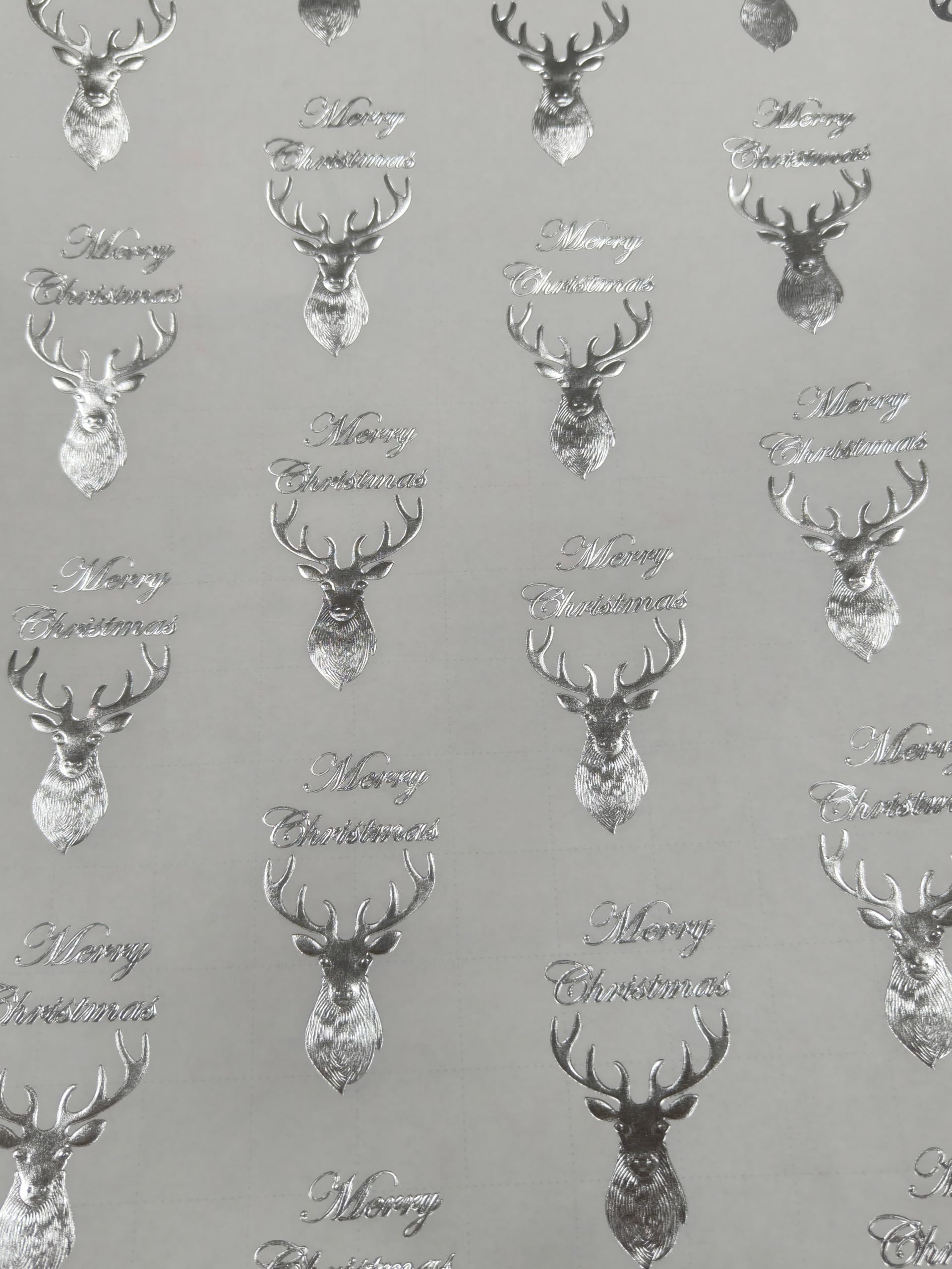 Burymento 3D Kraft Christmas Wrapping Paper Roll, Silver Reindeer Gift Wrap — image 1
