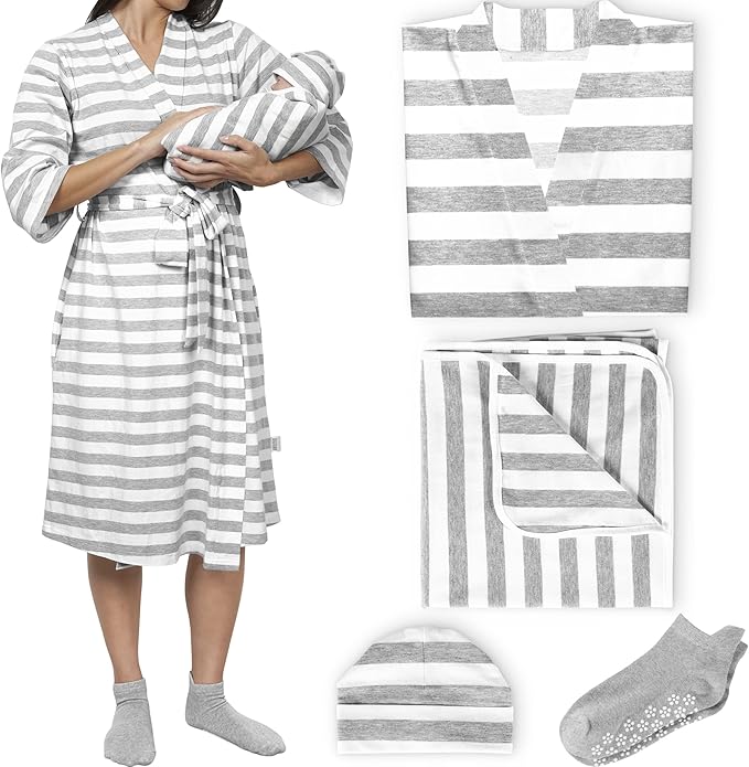 Ocean Drop Mommy and Me Robe and Swaddle Set 100 Cotton