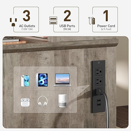 Miniatura 3 de Escritorio ejecutivo de granja de 55 pulgadas con cajones, escritorio de oficina en casa con archivador y estante de almacenamiento, estación de