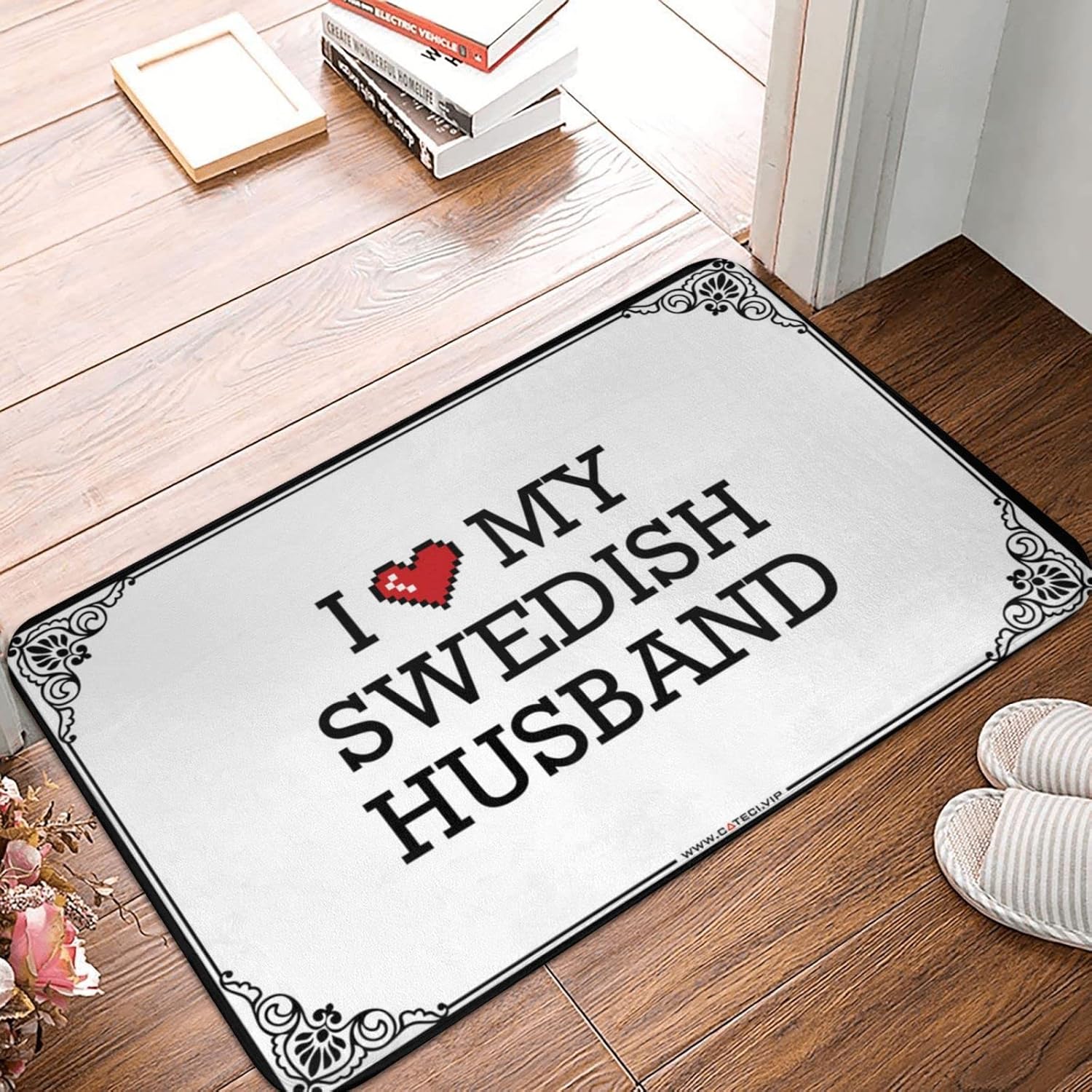 Large Front Door Mat Indoor I Love My Swedish Husband Doormat Rustic Kitchen Rugs Welcome Mat Outdoor Funny (Color : Colour, Size : 65X90CM)