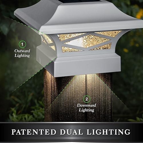 Miniatura 5 de Classy Caps SLK807B - Tapa solar con doble iluminación Kingsbridge, versátil iluminación para exteriores y vallas, se adapta a postes de 3.5 x 3.5,