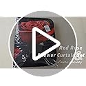 4PCS Red Rose Shower Curtain Sets with Non-Slip Rugs,Toilet Lid Cover and Bath Mat Waterproof Polyester Fabric Shower Curtains for Bathroom with 12 Hooks Three Red Rose Bathroom Decor Sets 71"x71"